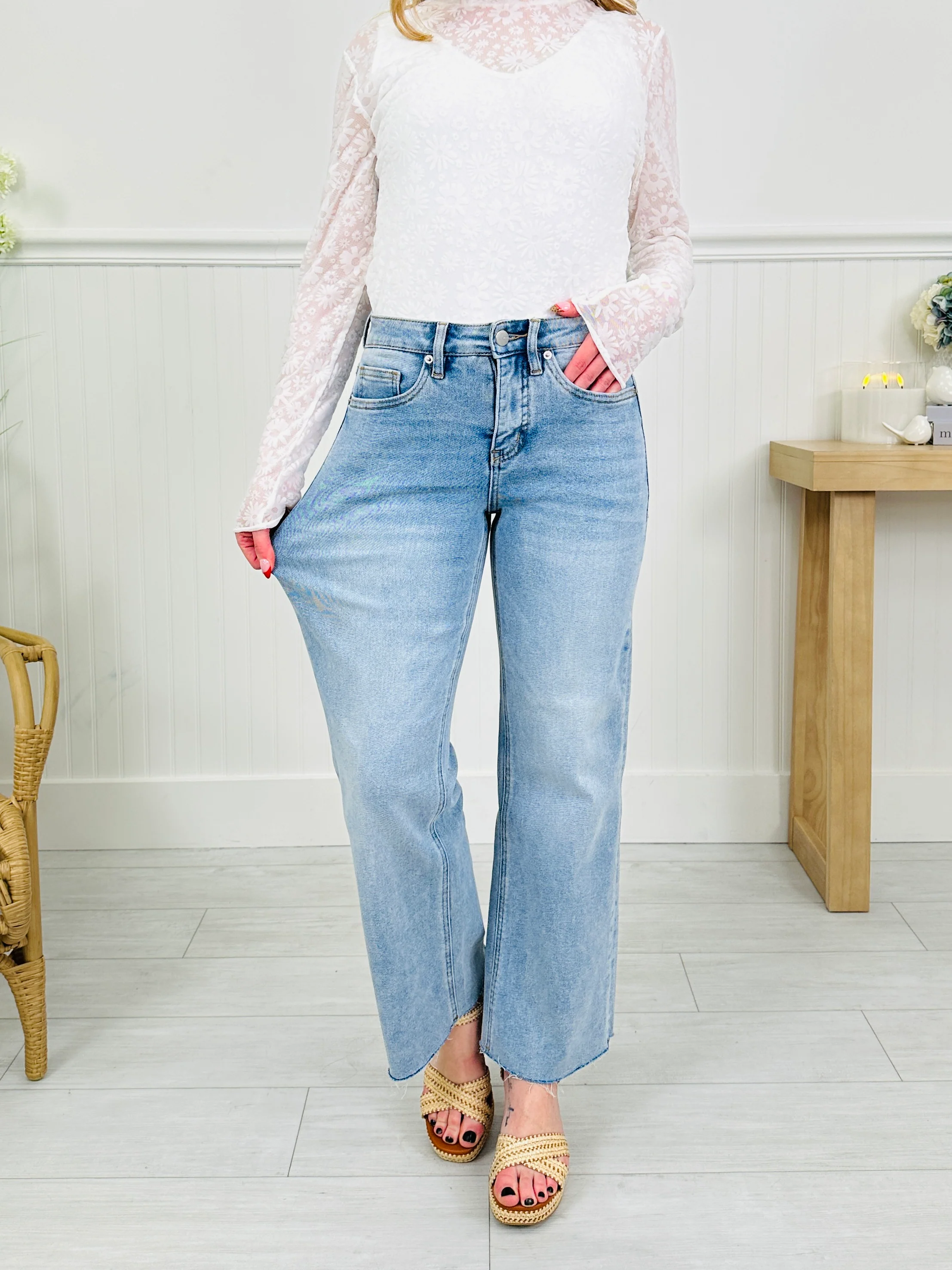 All Eyes on Me Tummy Control Wide Leg Cropped Jeans - Image 6