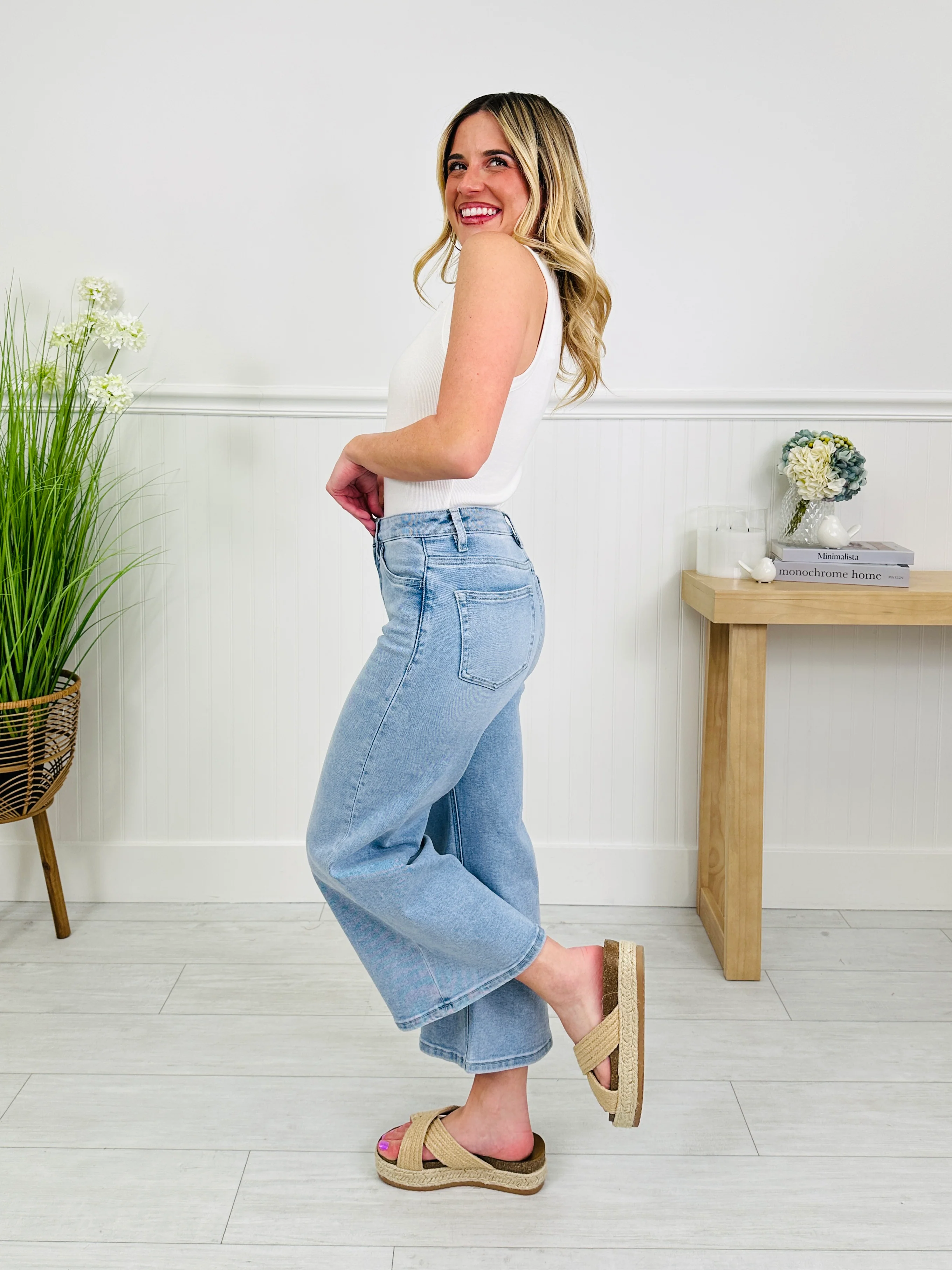 Basic in The Best Way Tummy Control Cropped Wide Leg Jeans - Image 9