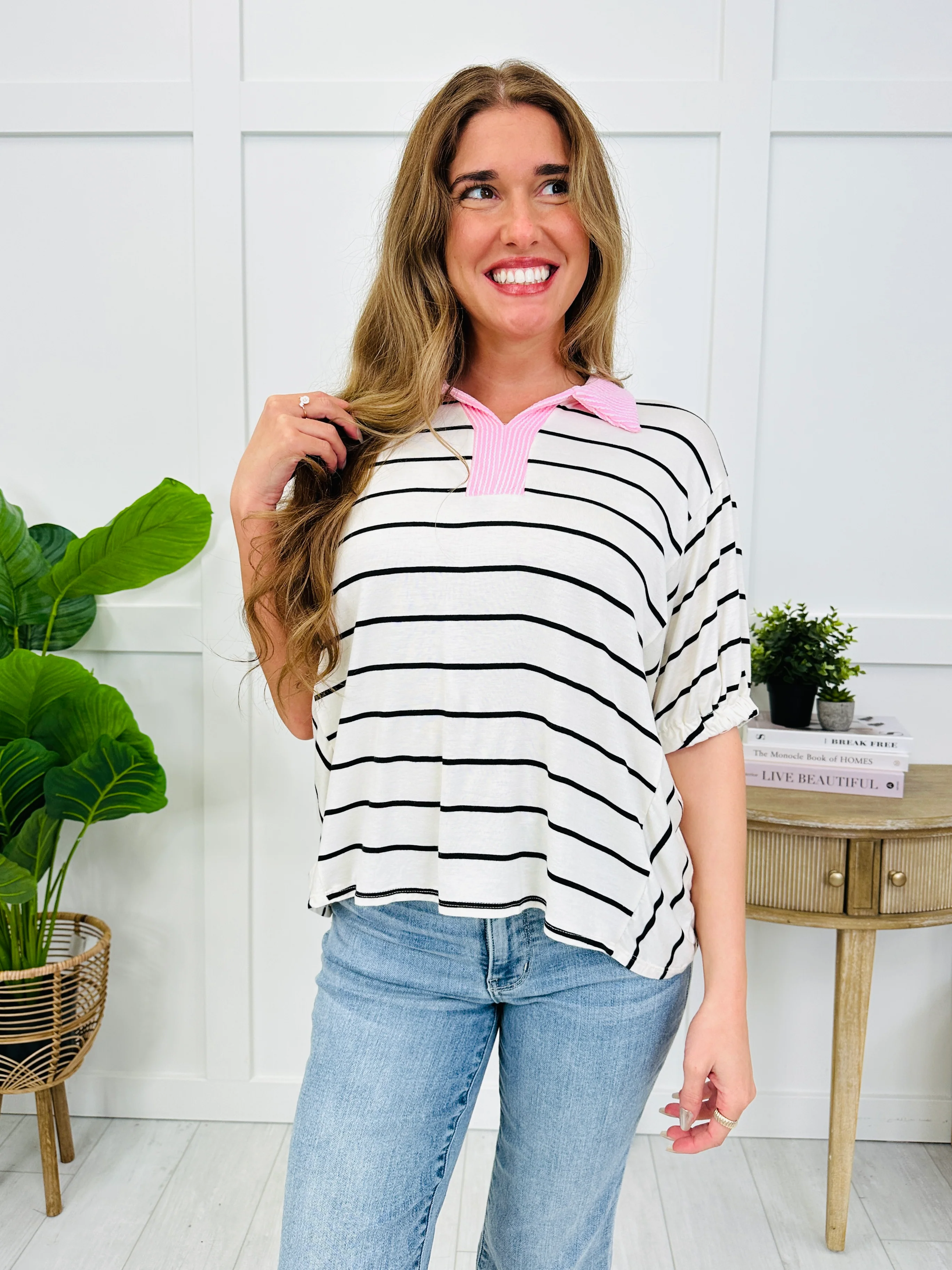 Blush Collar Club Top In Pink - Image 3