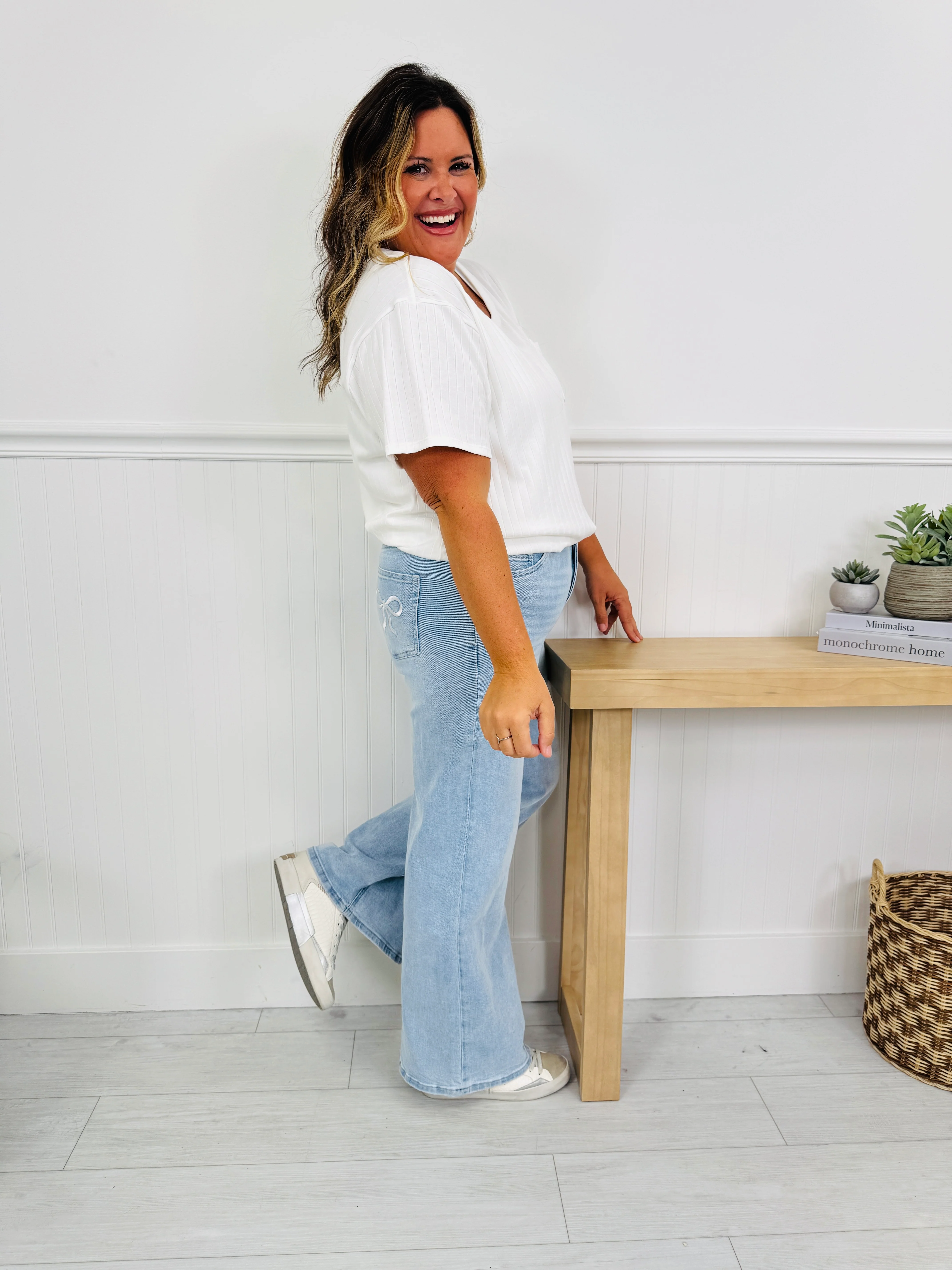 Bow Bliss Wide Leg Jeans with Tummy Control - Image 14