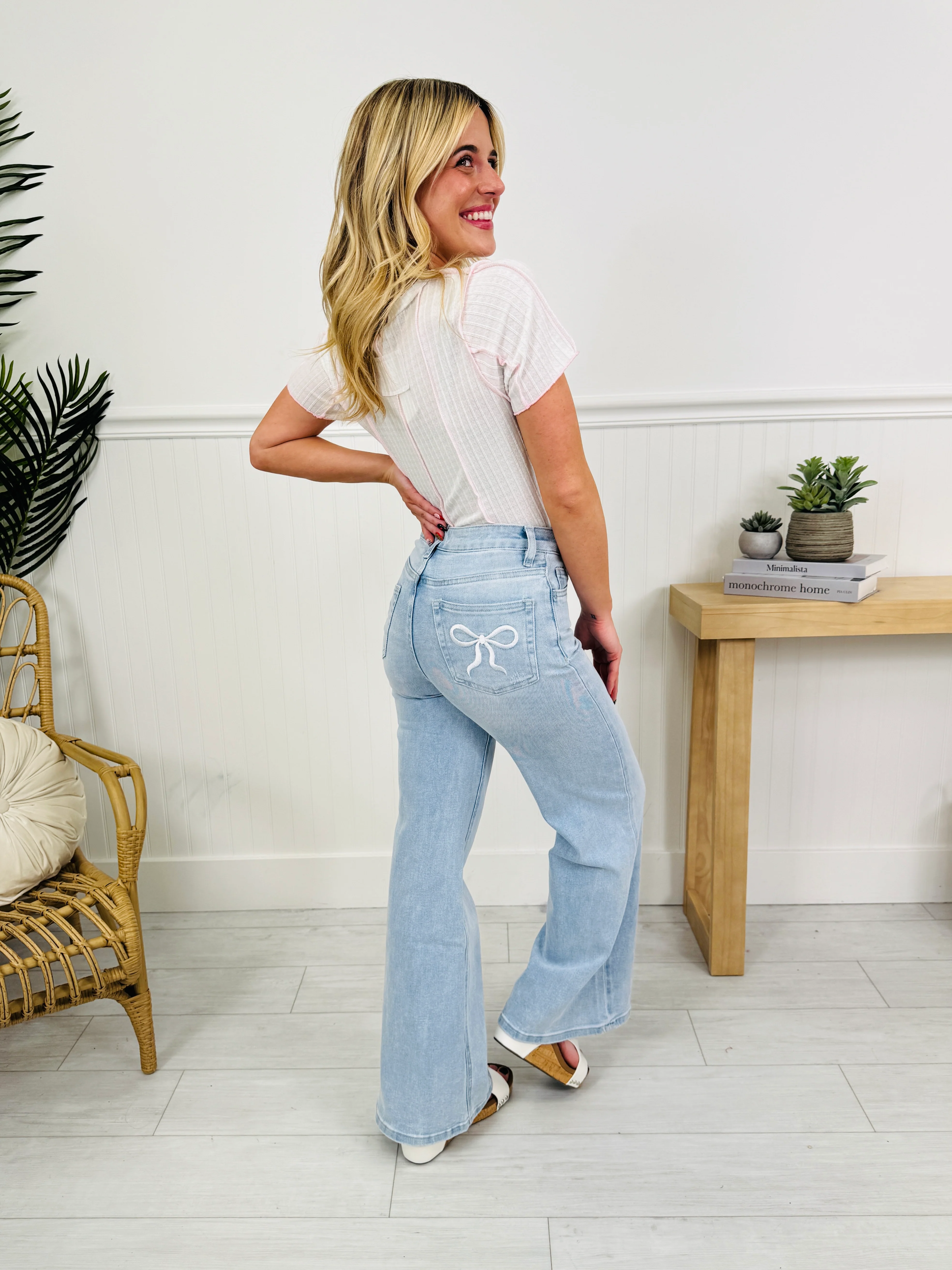 Bow Bliss Wide Leg Jeans with Tummy Control - Image 8
