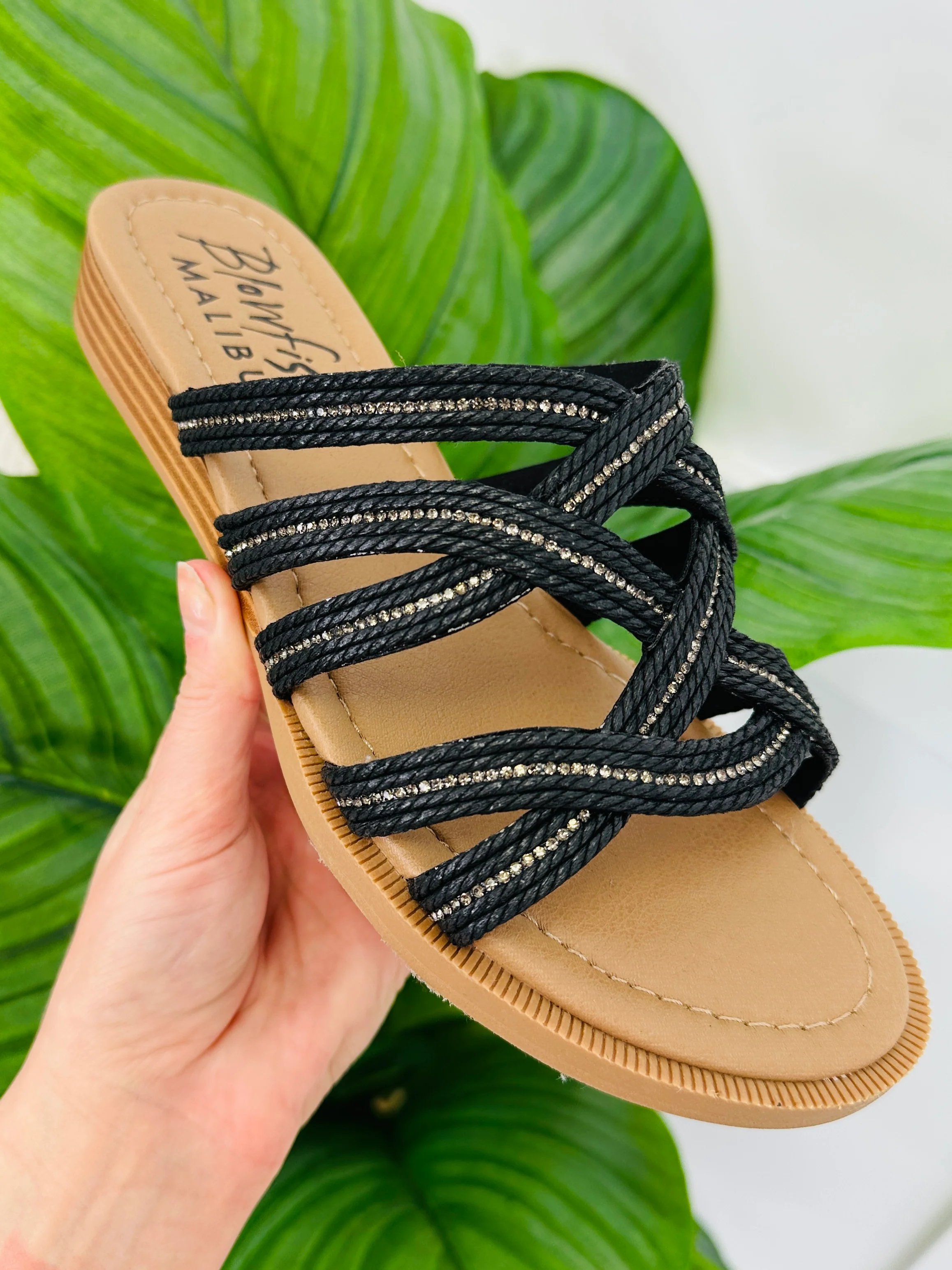 Braided Comfort Sandals In Black