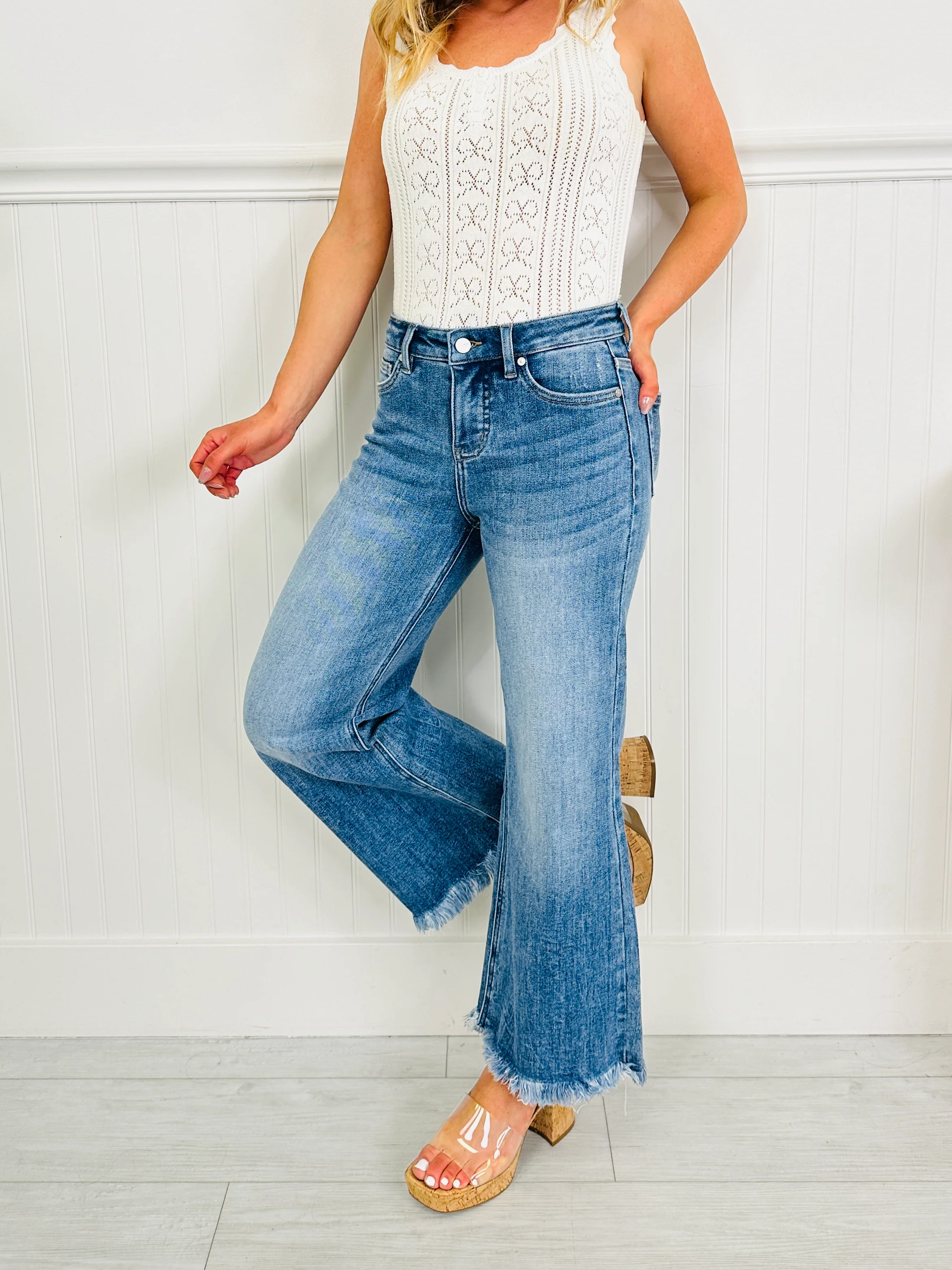Can't Get Enough Cropped Wide Leg Tummy Control Jeans - Image 5