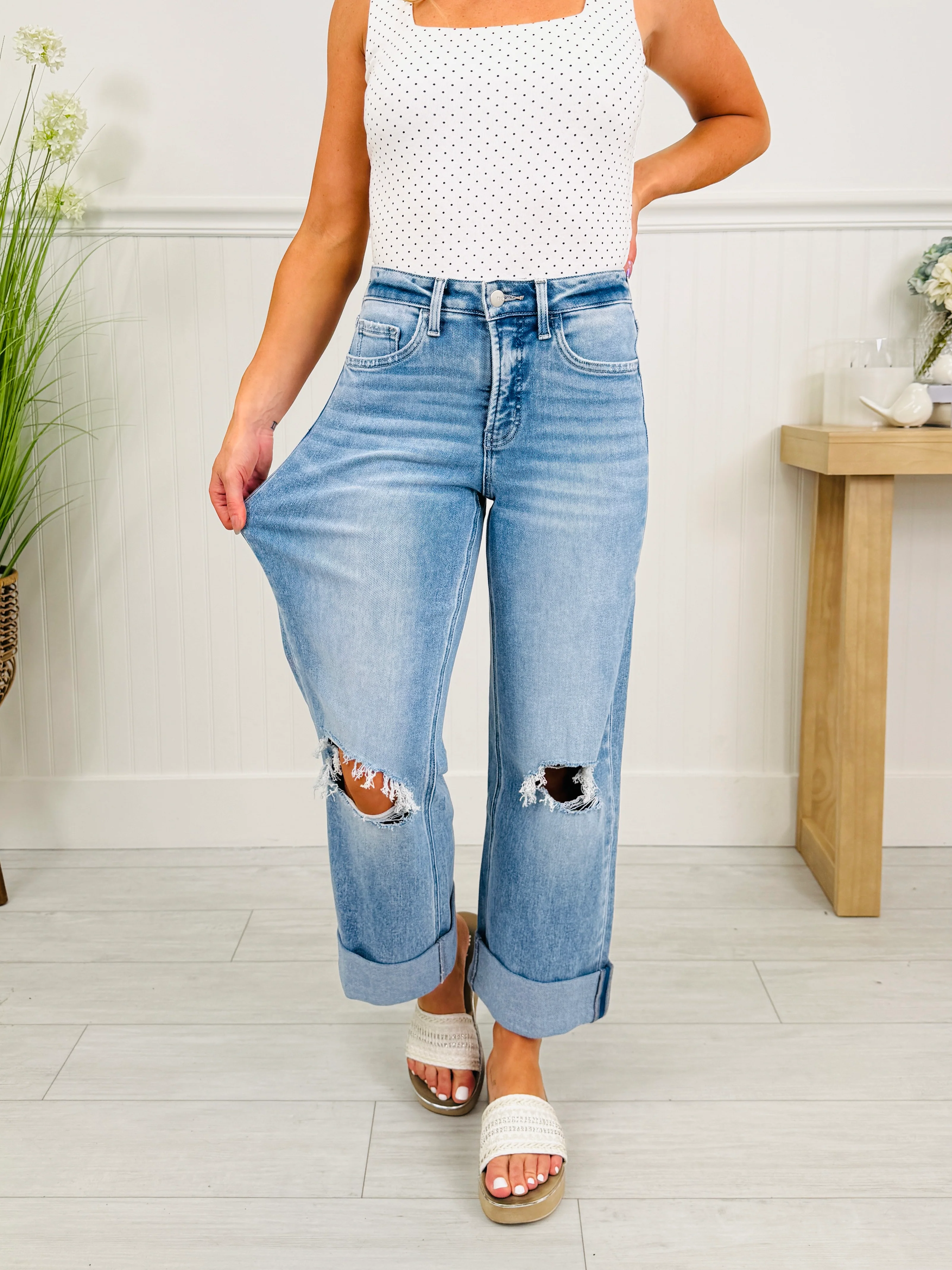 Casual Crush Cuffed Wide Leg Tummy Control Jeans - Image 4