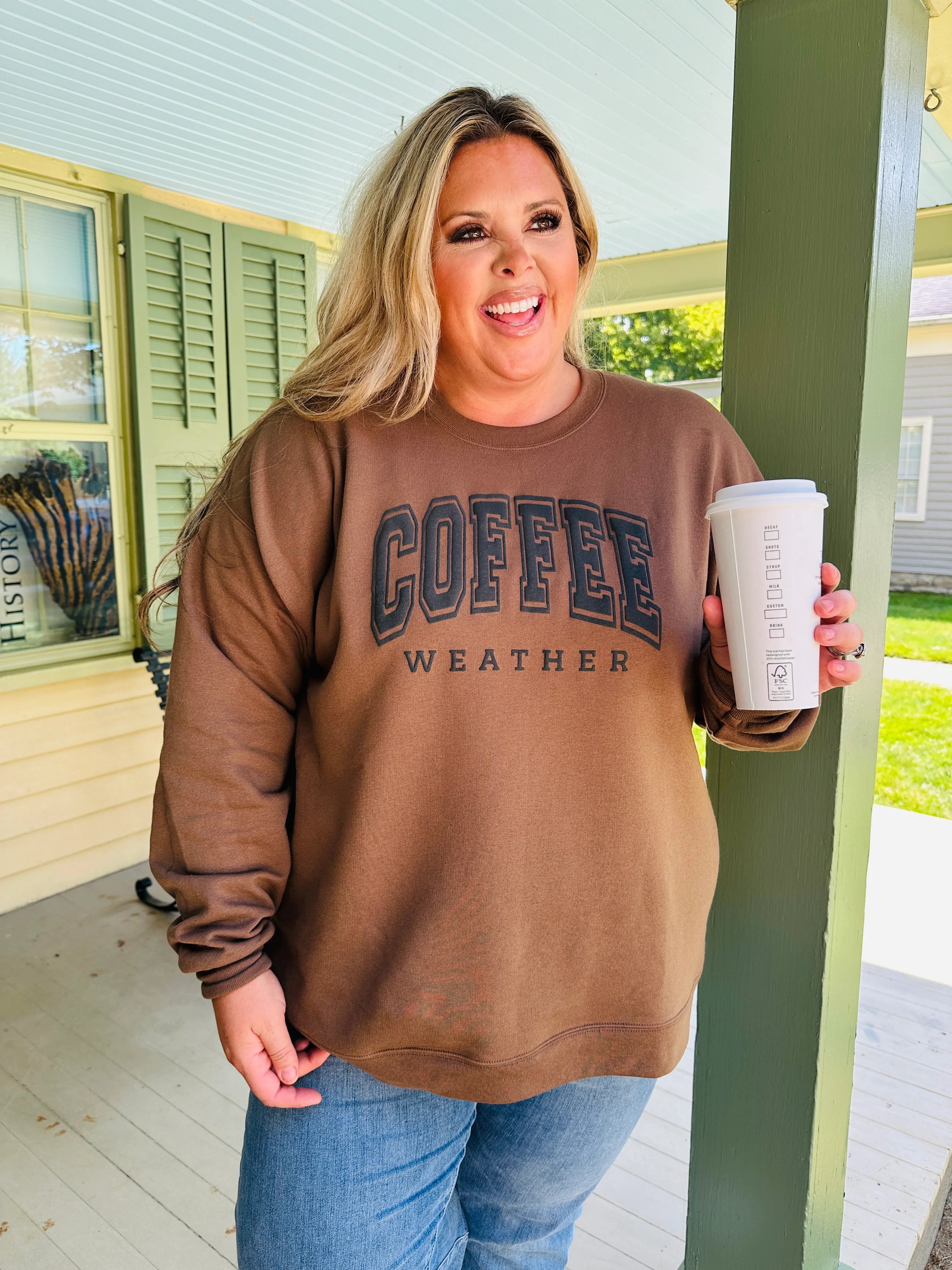 Coffee Weather Crewneck Sweatshirt in Chocolate - Image 10