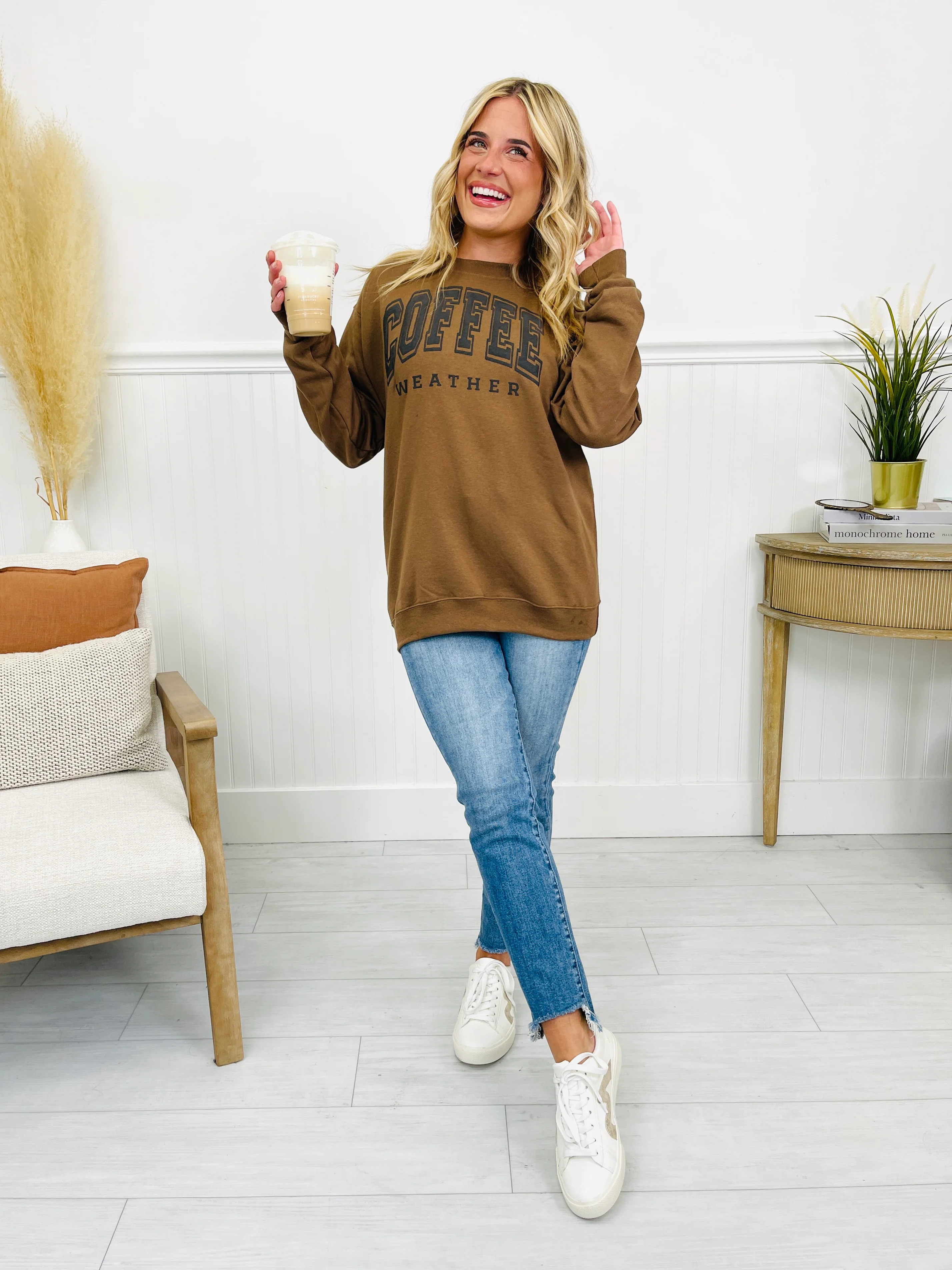 Coffee Weather Crewneck Sweatshirt in Chocolate - Image 8