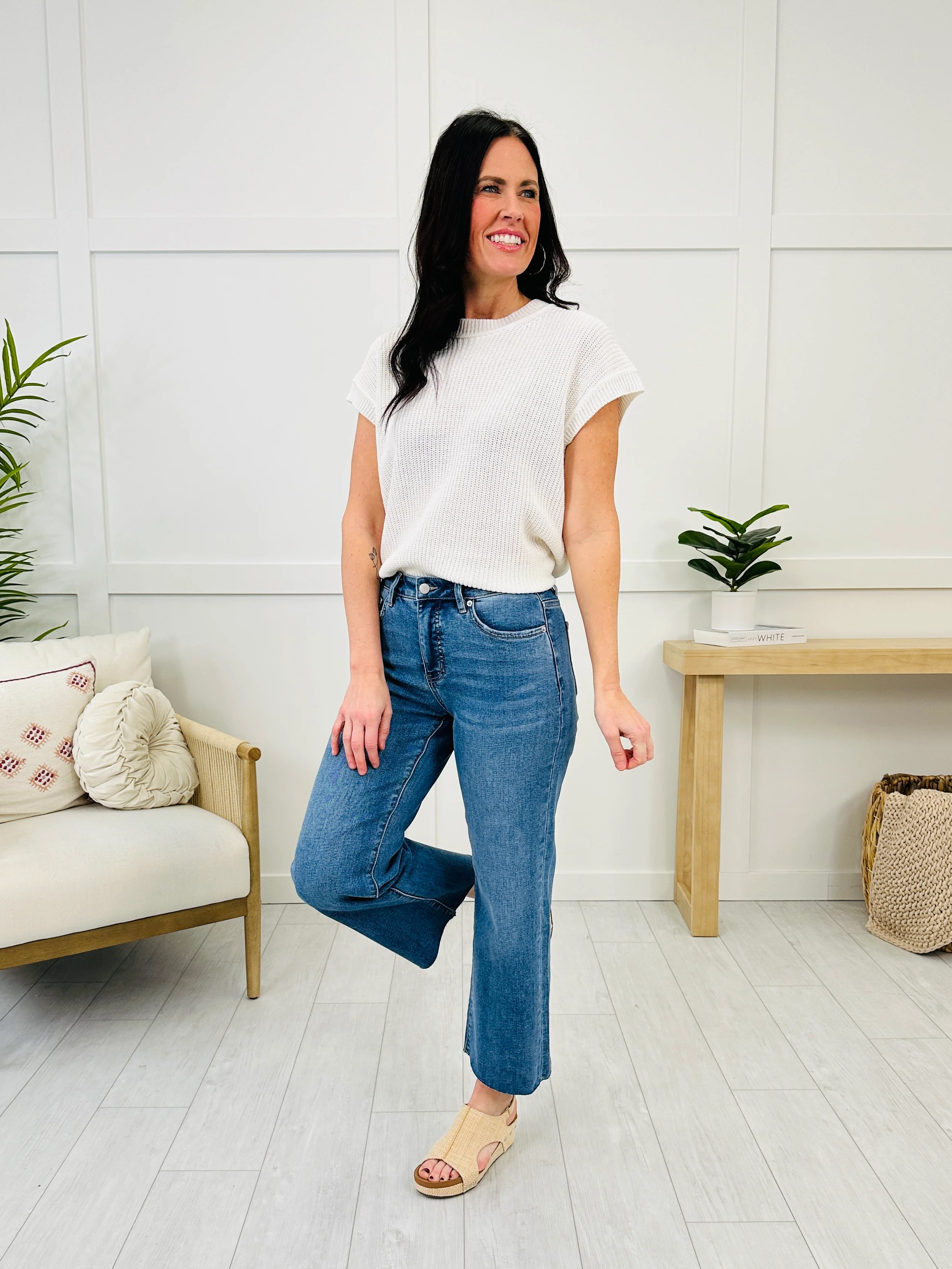 Daydreamer Wide Leg Tummy Control Cropped Jeans - Image 14