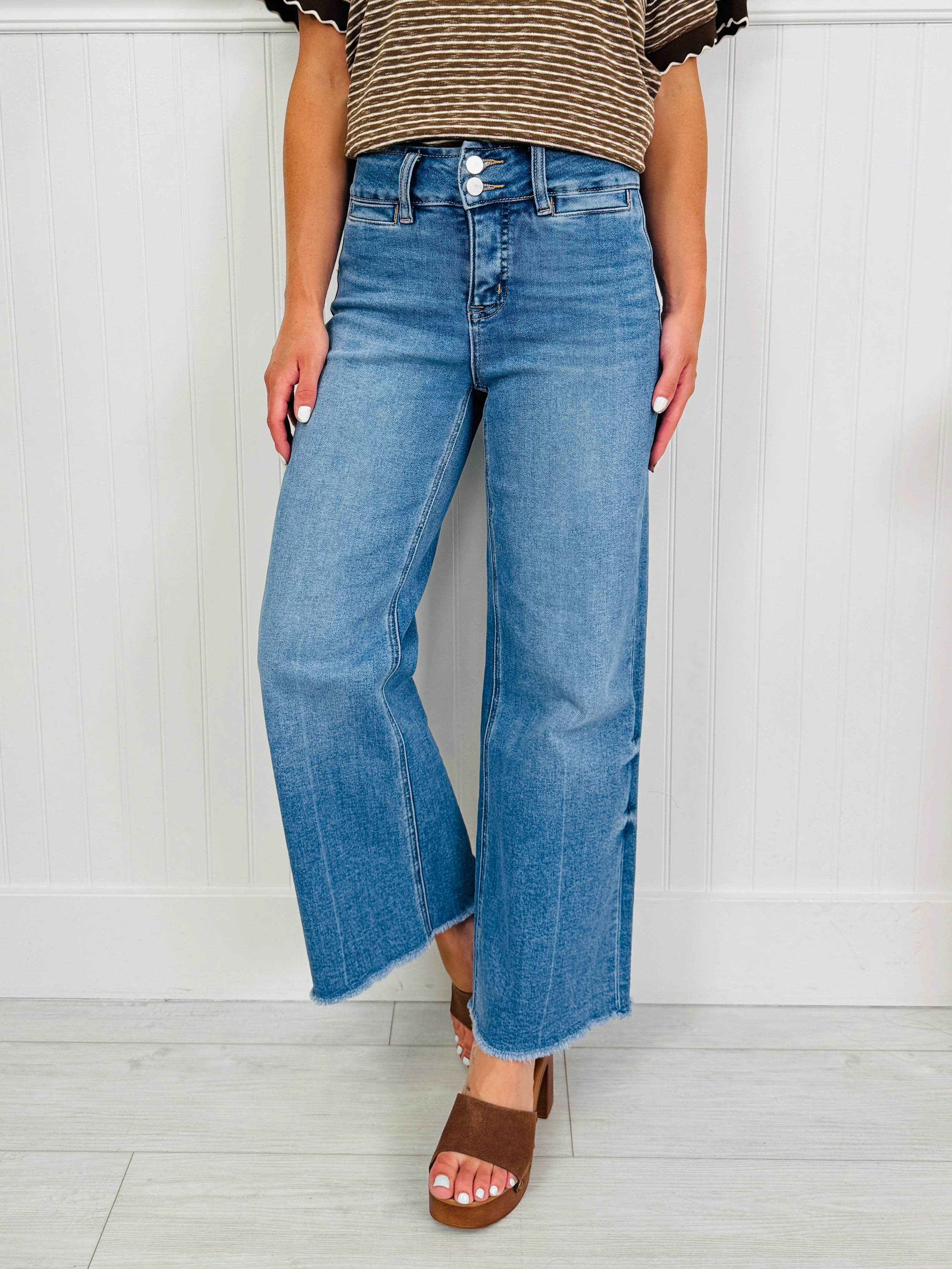 Double Check Tummy Control Wide Leg Cropped Jeans - Image 5