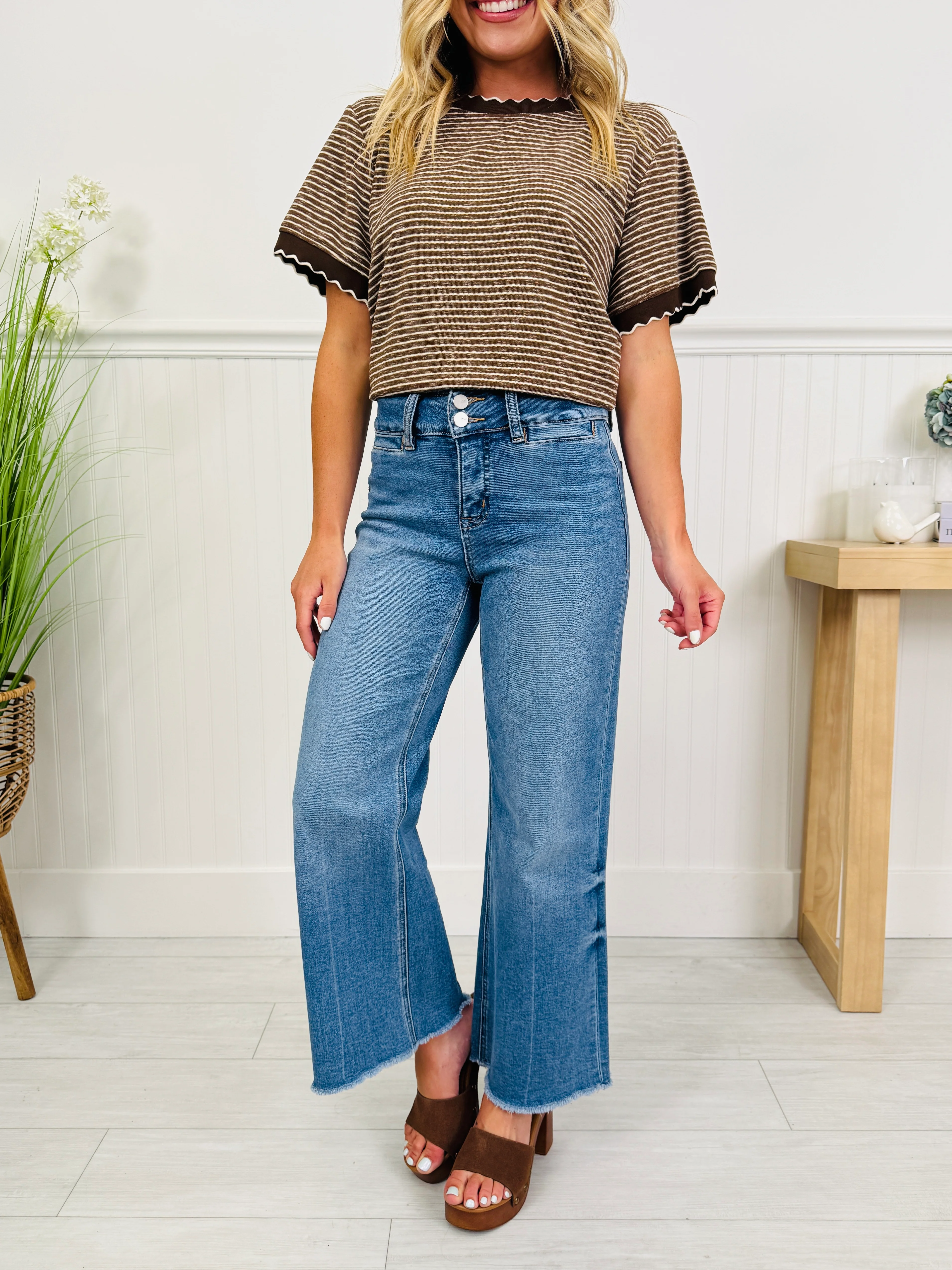 Double Check Tummy Control Wide Leg Cropped Jeans - Image 7