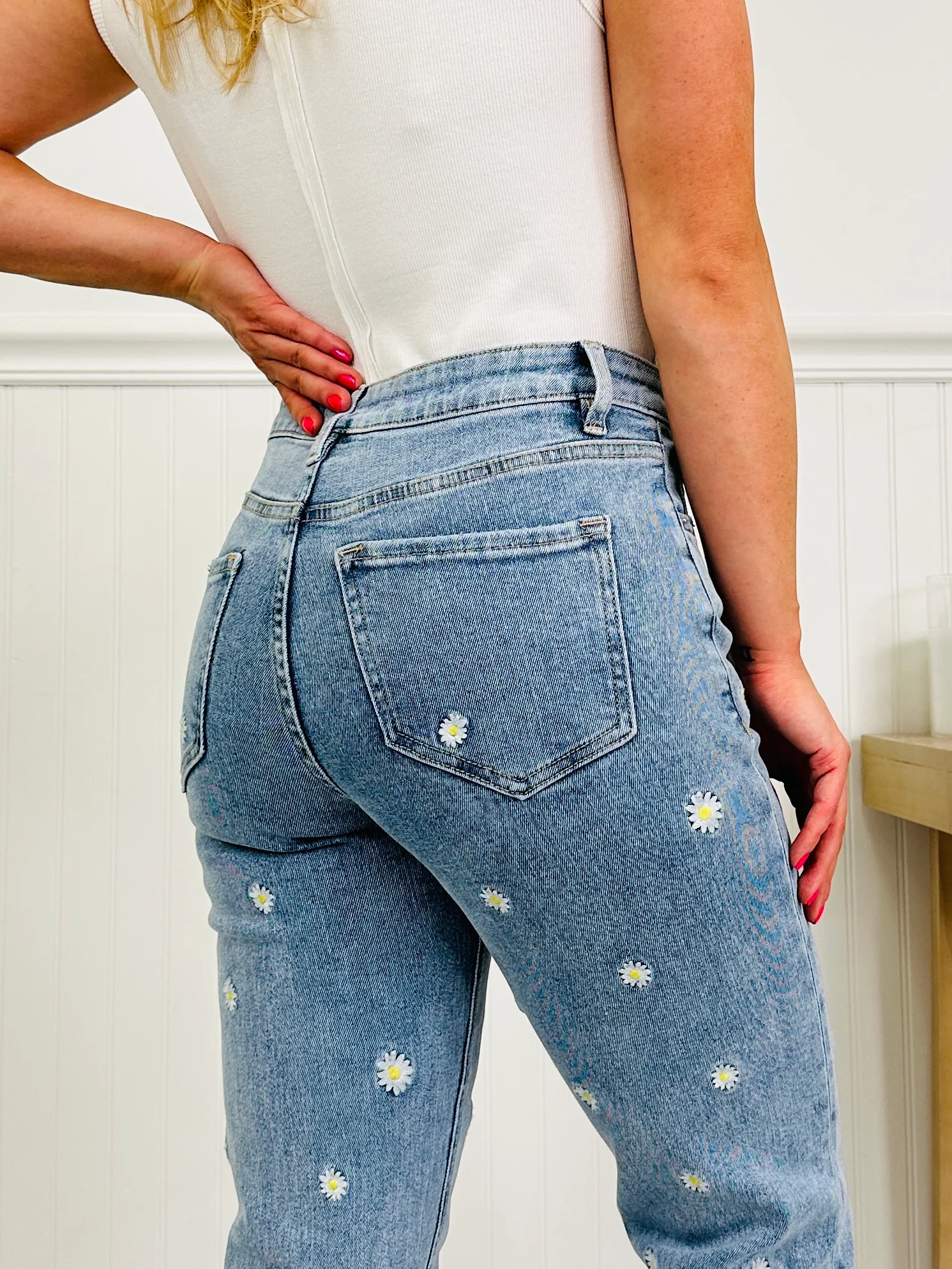 Dreaming of Daisies Tummy Control Straight Jeans - Image 6