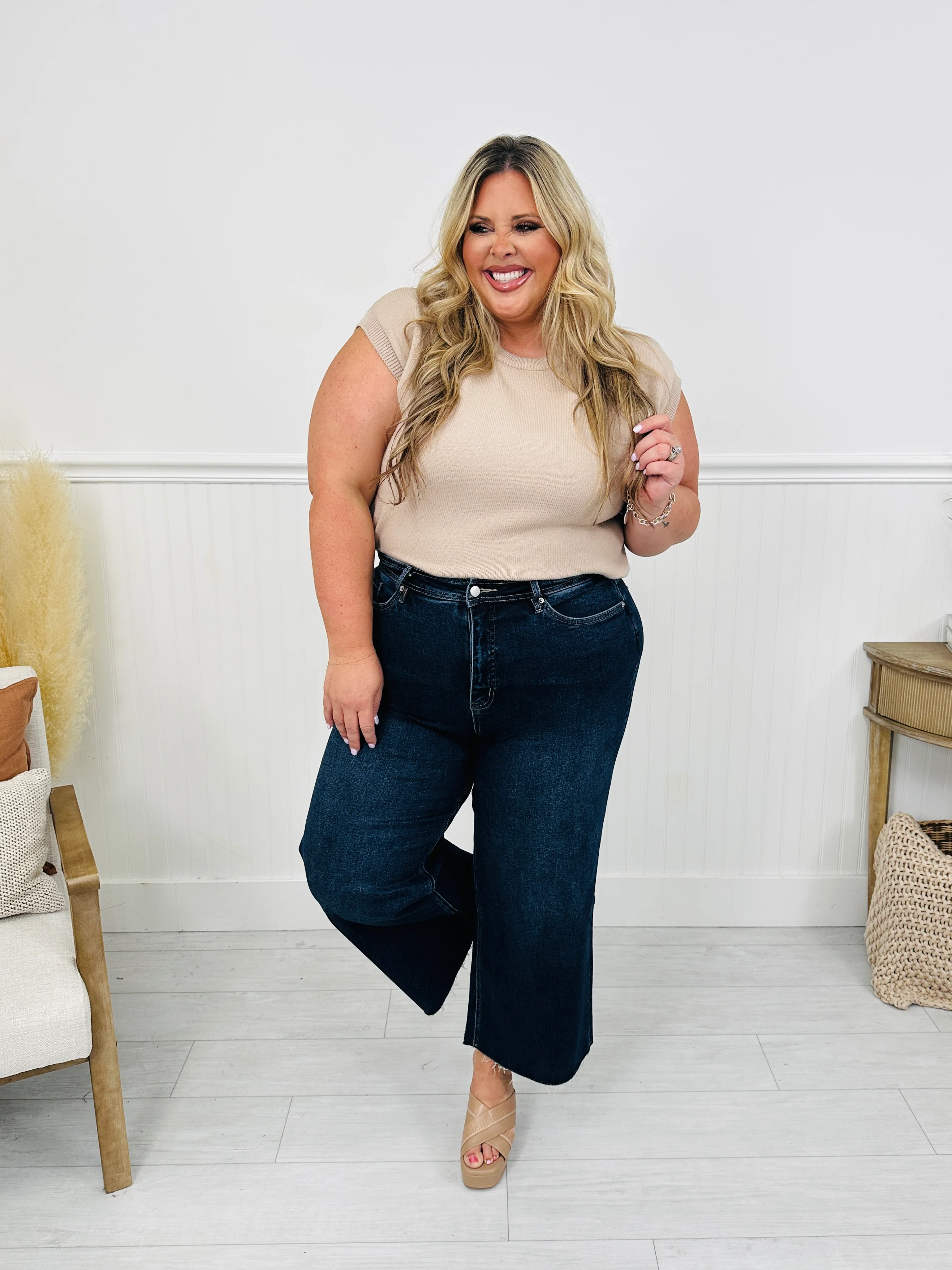 Fall Into Place Tummy Control Wide Leg Crop Jeans - Image 14