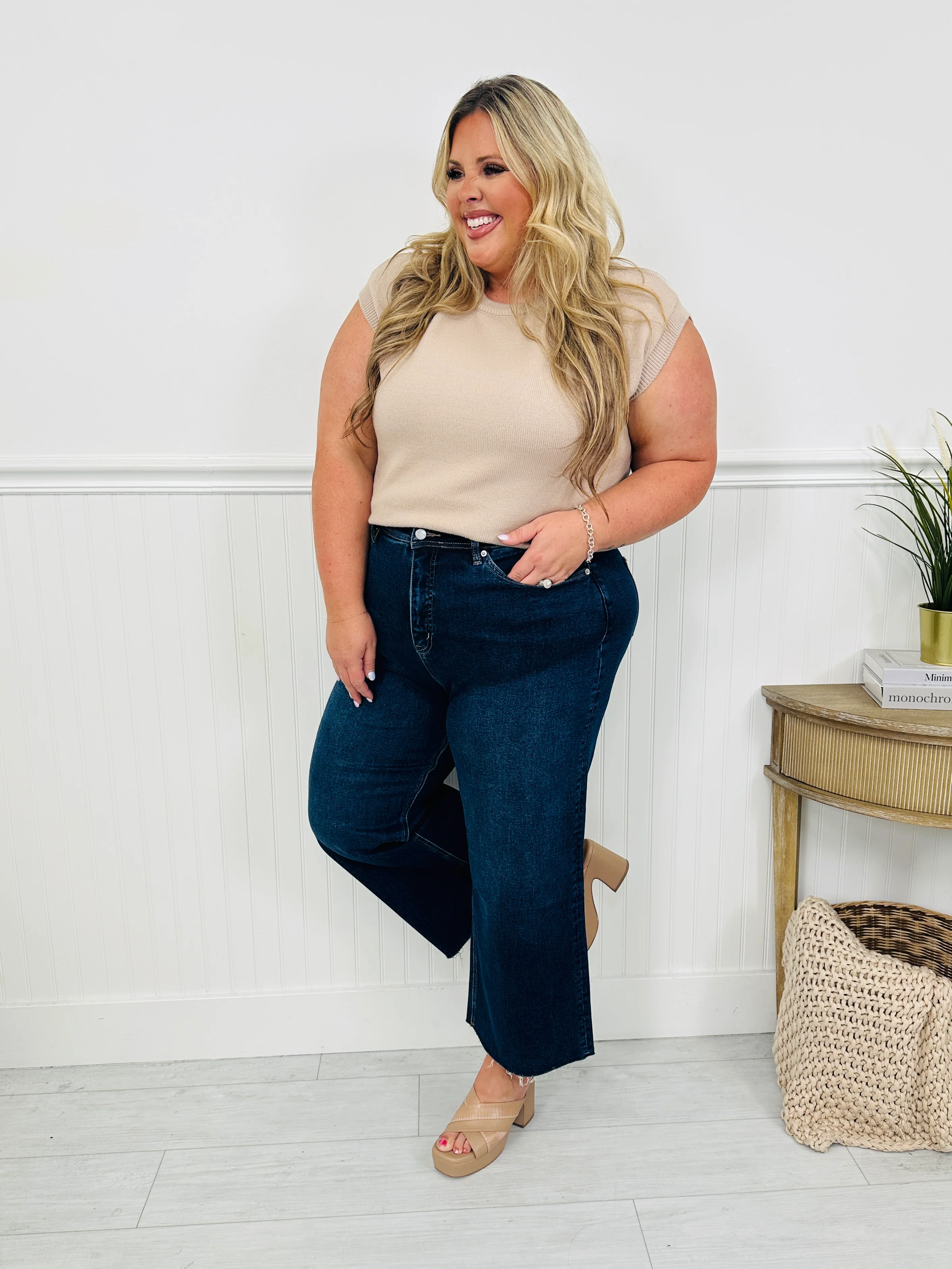 Fall Into Place Tummy Control Wide Leg Crop Jeans - Image 15
