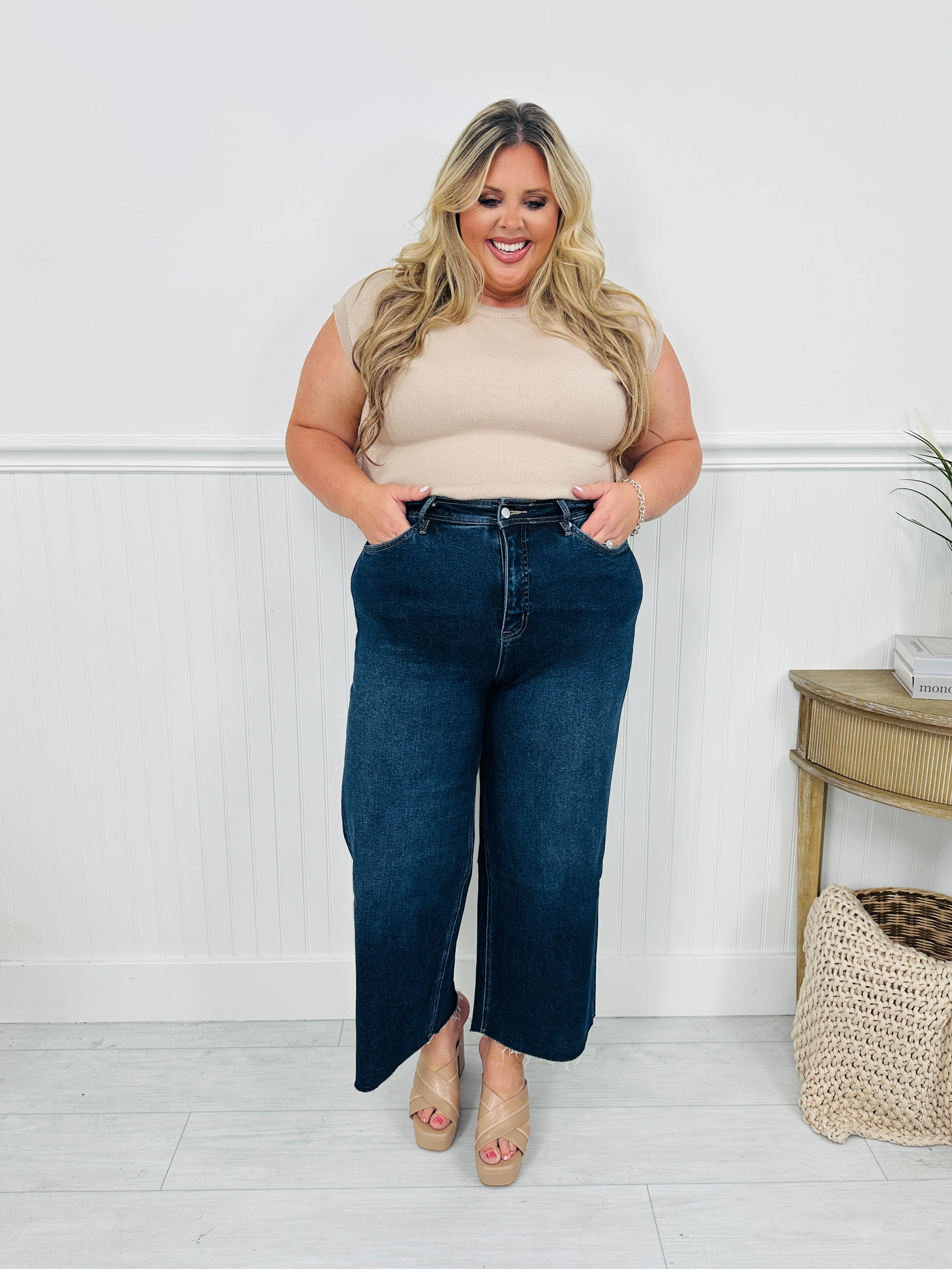 Fall Into Place Tummy Control Wide Leg Crop Jeans - Image 16