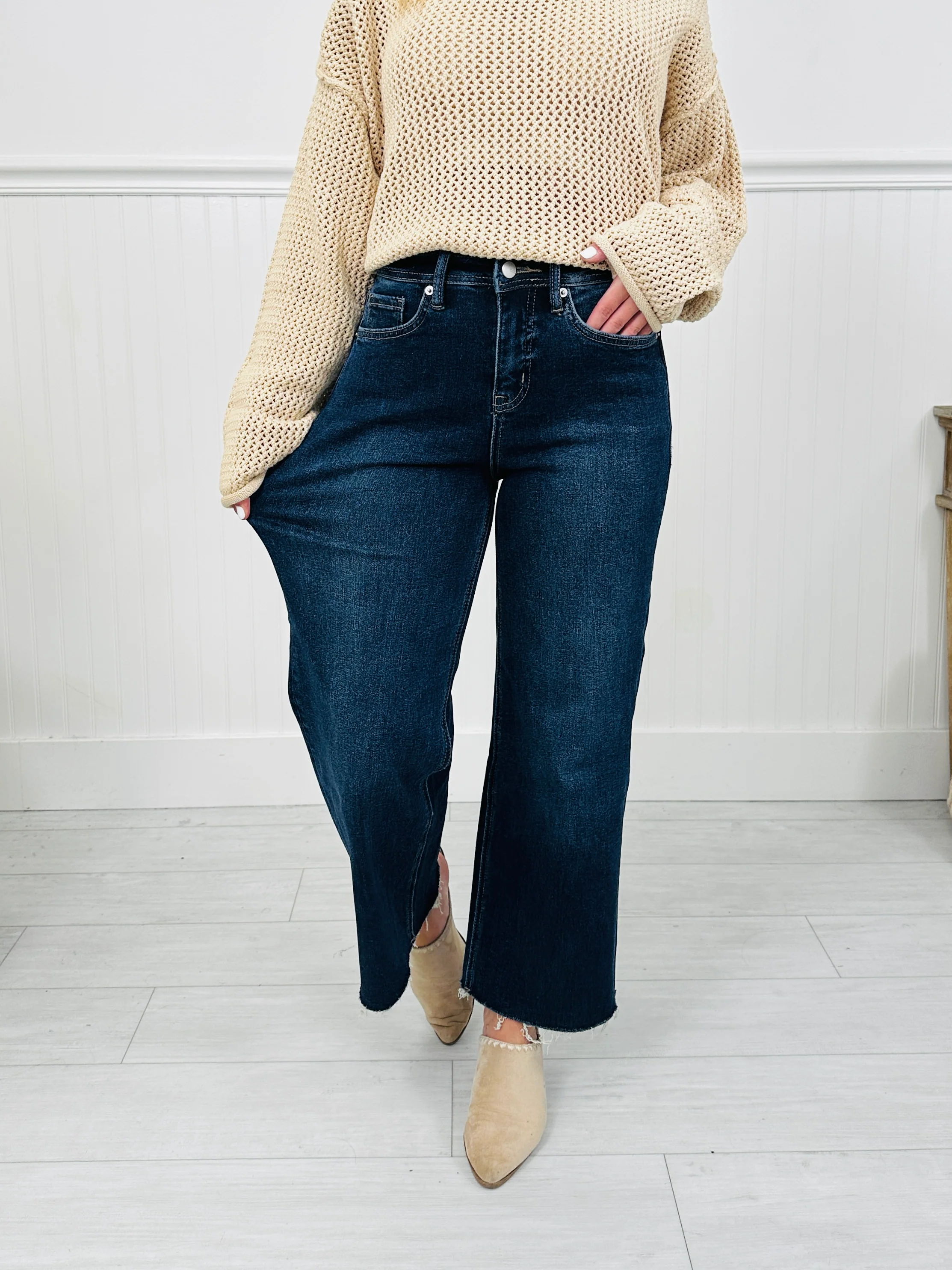 Fall Into Place Tummy Control Wide Leg Crop Jeans - Image 3
