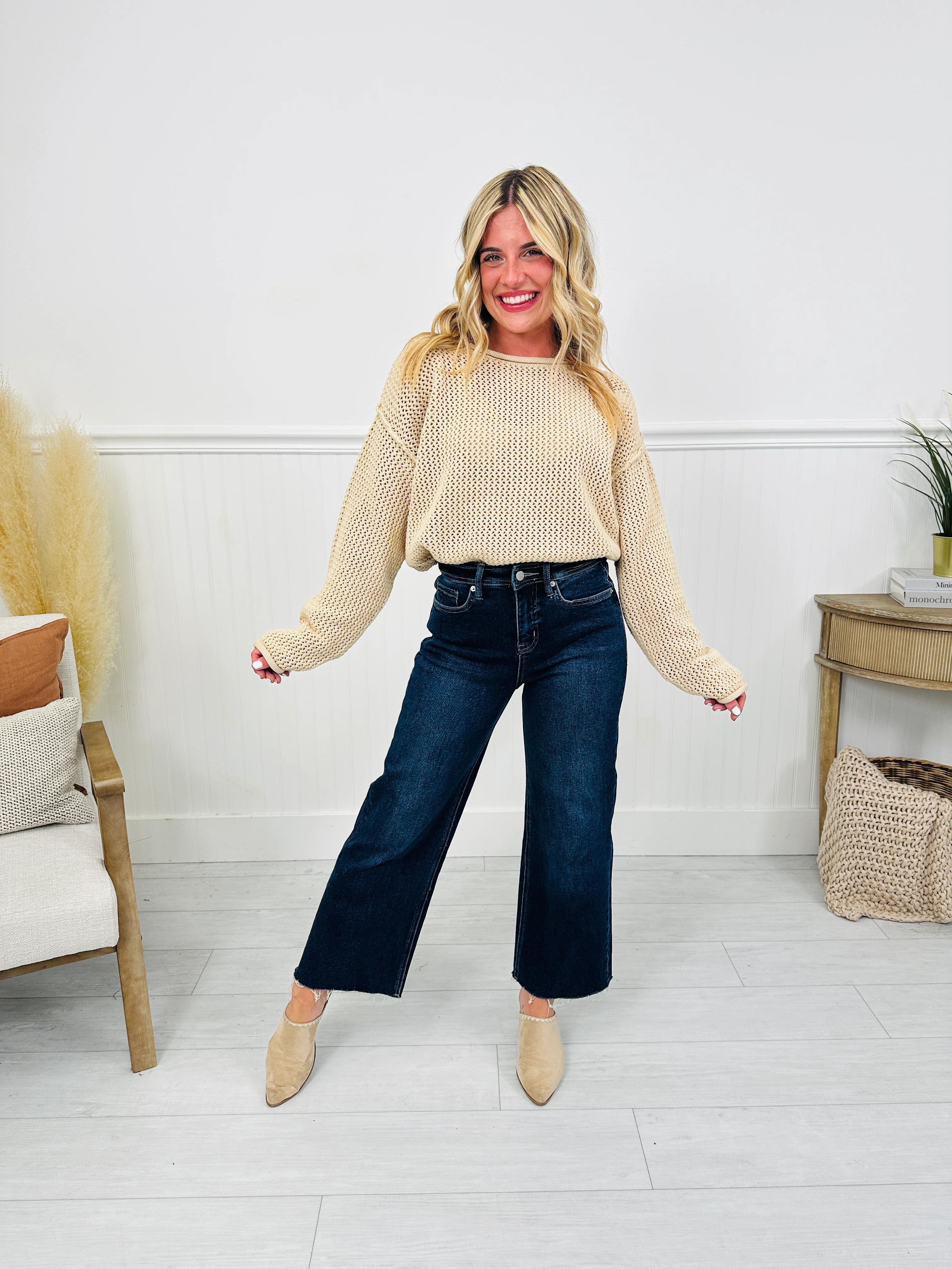 Fall Into Place Tummy Control Wide Leg Crop Jeans - Image 9