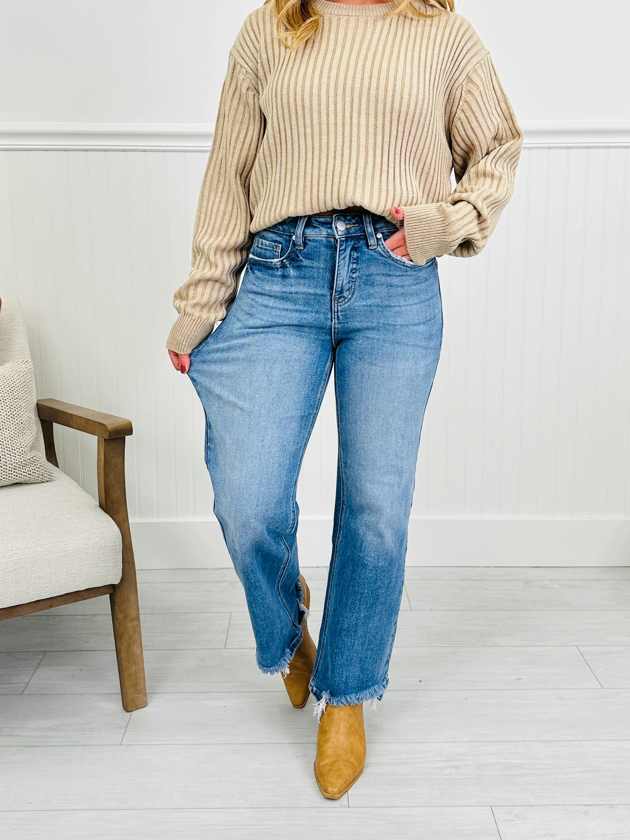 Fashionably Late Straight Tummy Control Jeans - Image 4