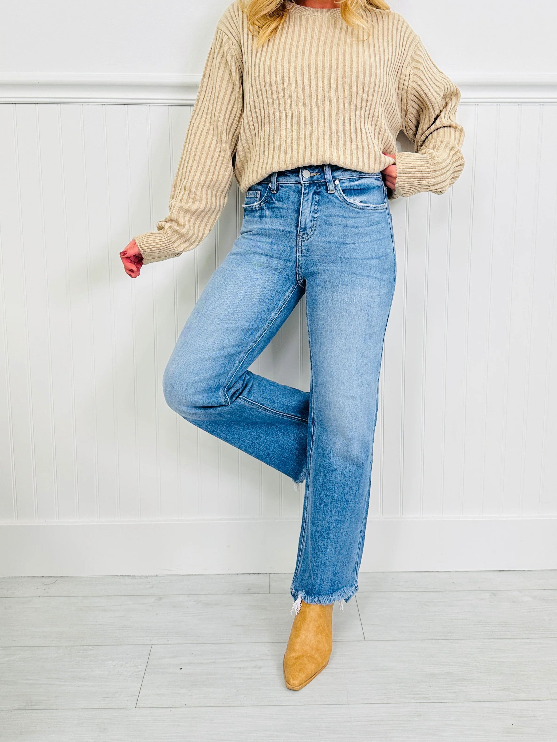 Fashionably Late Straight Tummy Control Jeans - Image 5