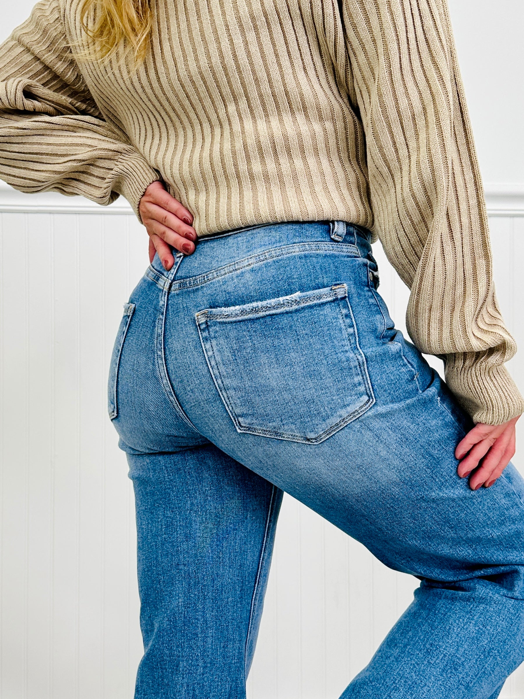 Fashionably Late Straight Tummy Control Jeans - Image 7