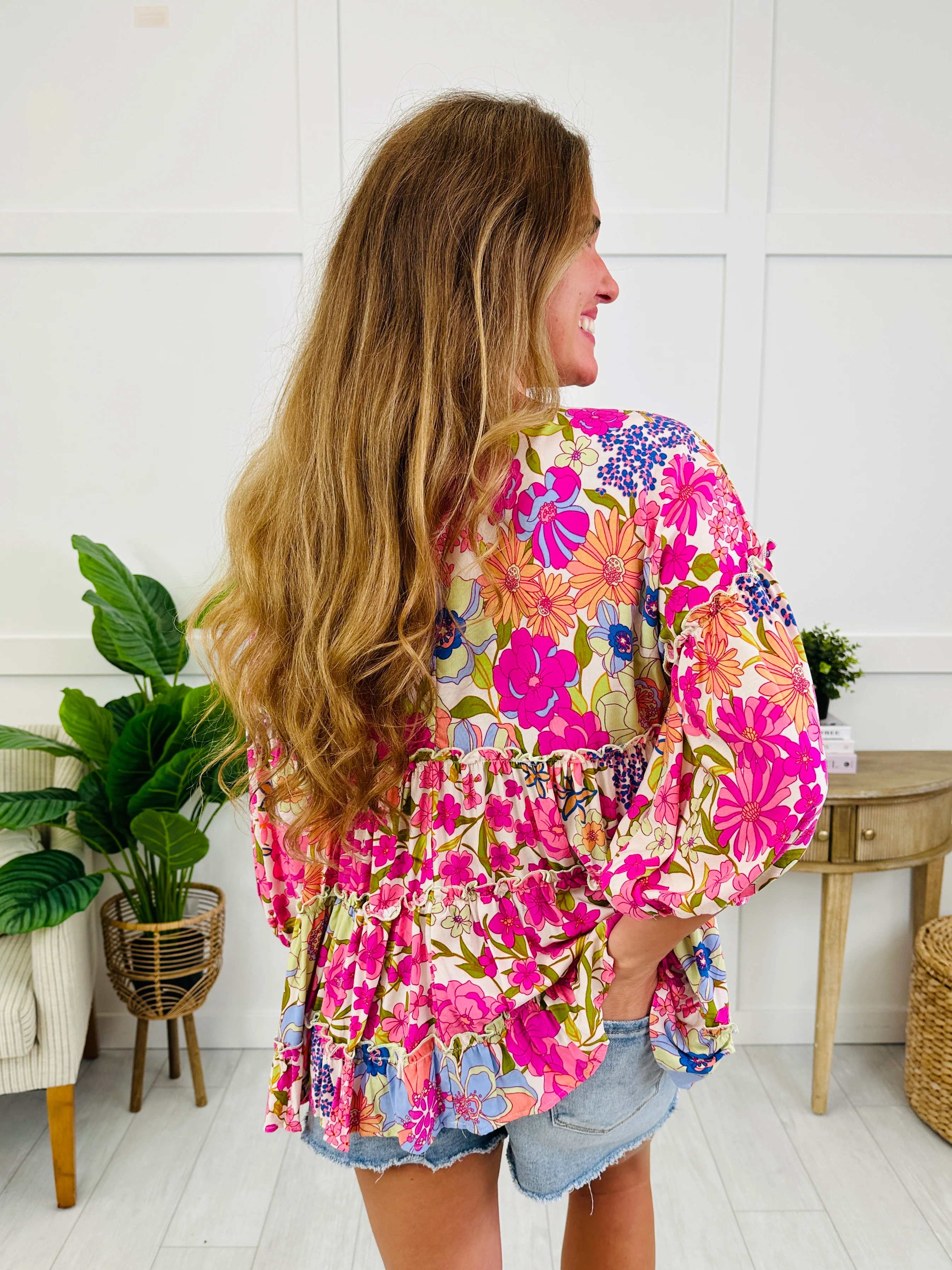 Forever Floral Top In Mint Cream - Image 4