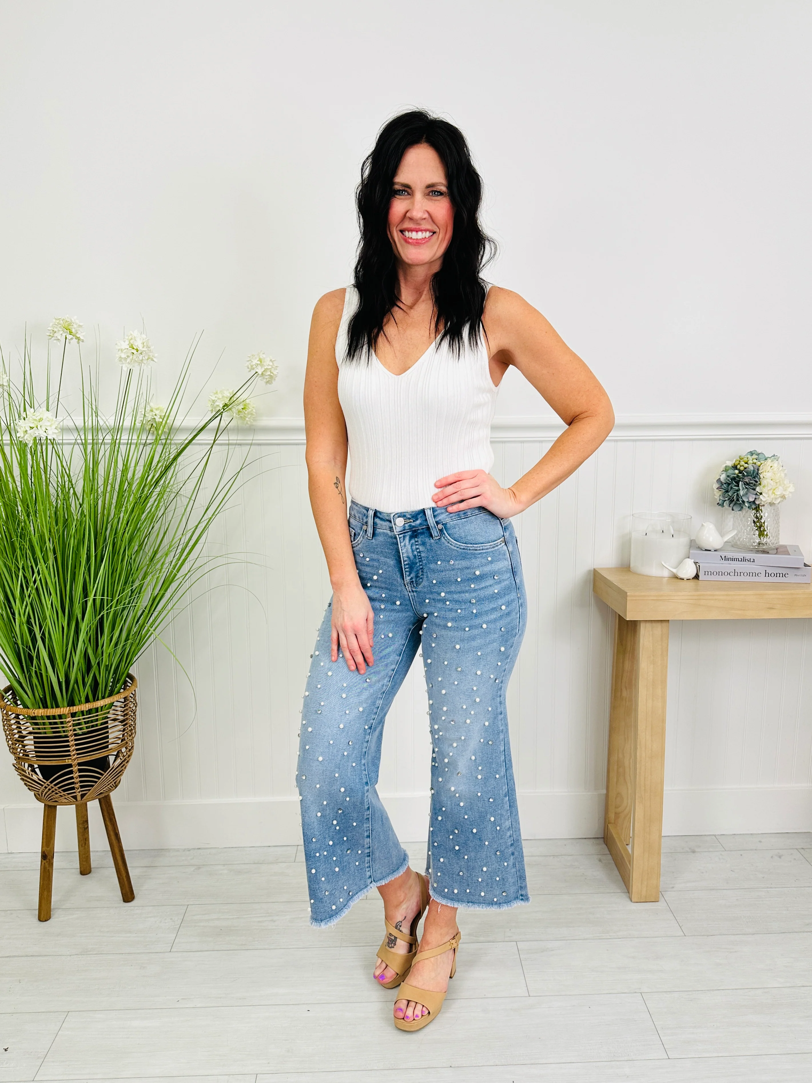 Get Up And Glam Wide Leg Cropped Jeans - Image 14