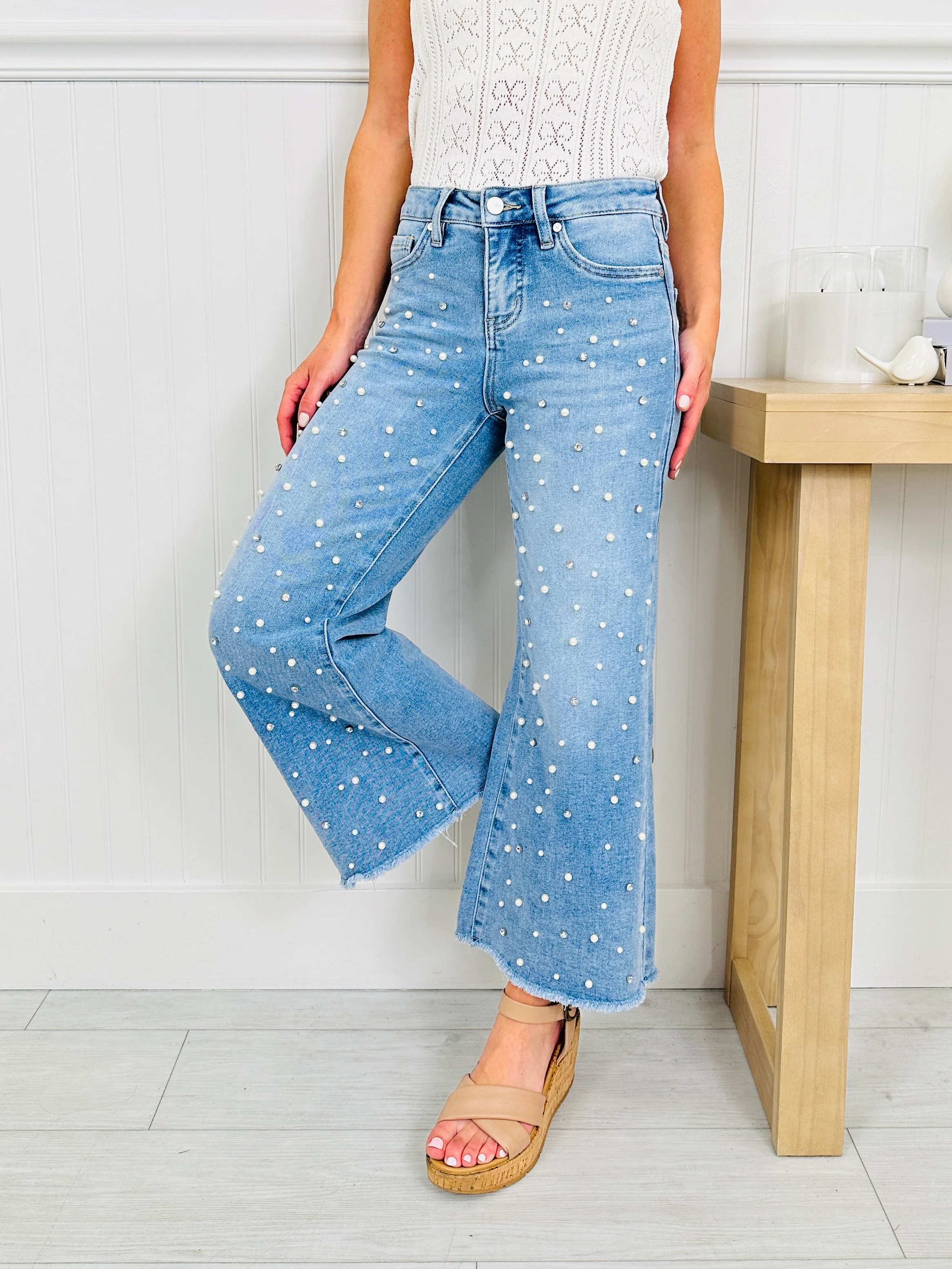 Get Up And Glam Wide Leg Cropped Jeans - Image 4