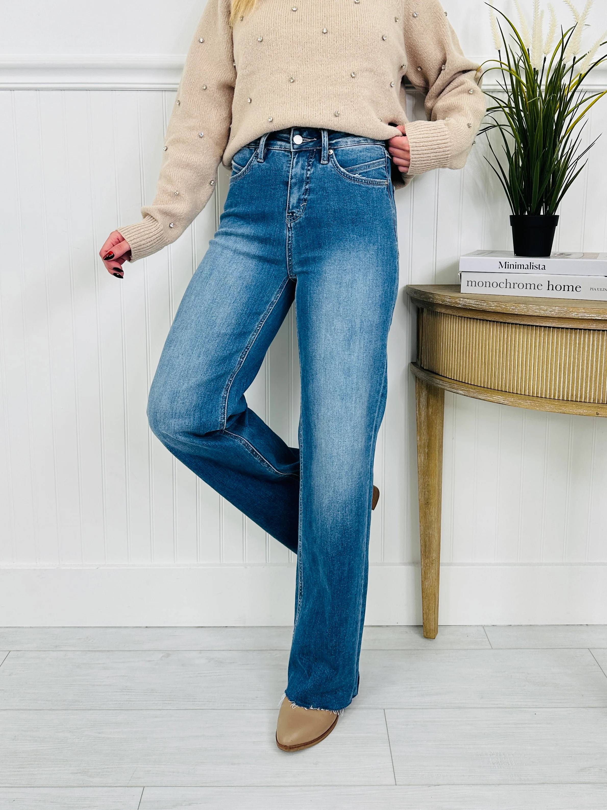 Go Into Detail Tummy Control Wide Leg Jeans - Image 3