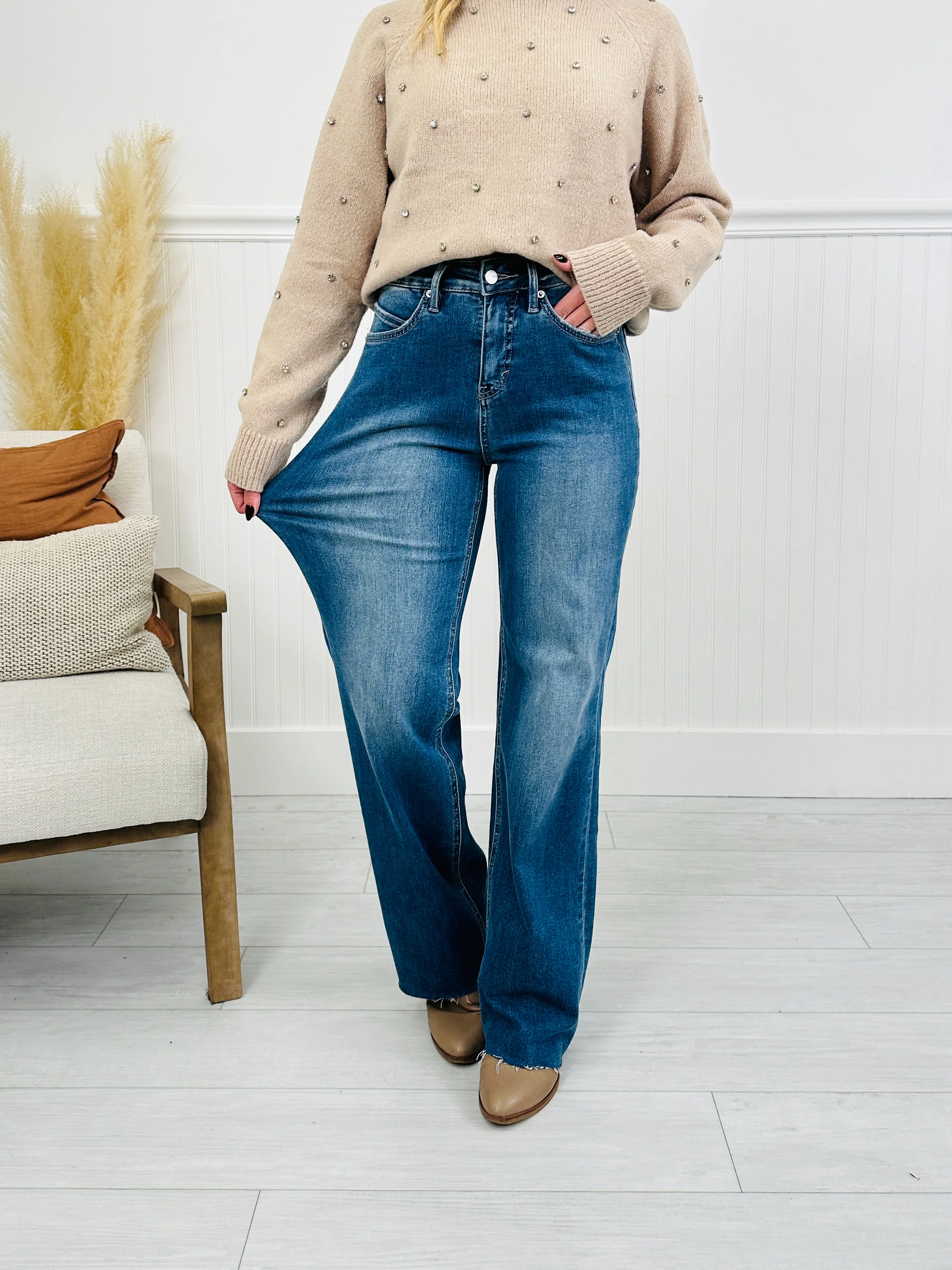 Go Into Detail Tummy Control Wide Leg Jeans - Image 4