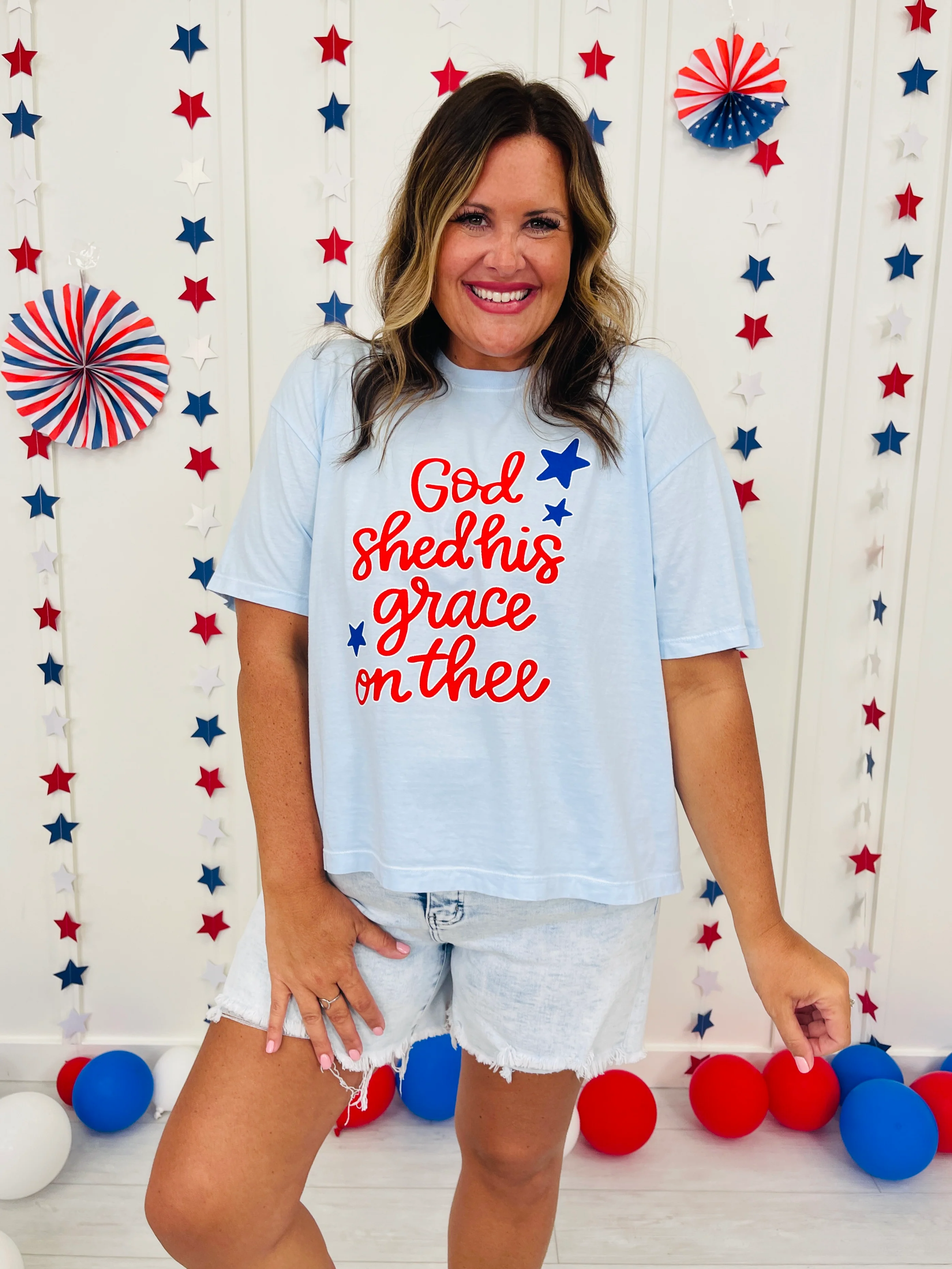 God Shed His Grace Boxy Graphic Tee - Image 4