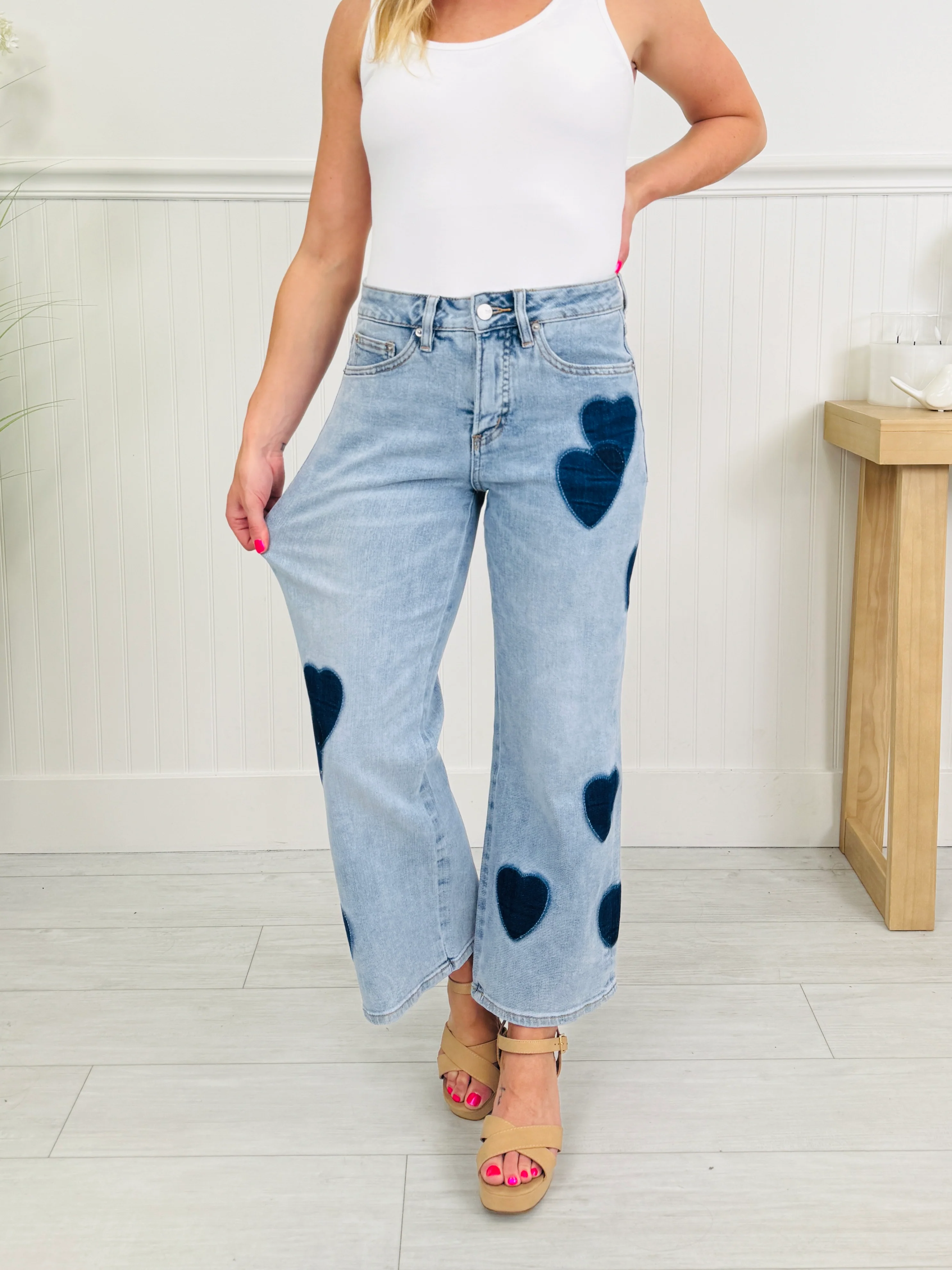Heart Eyes Tummy Control Cropped Wide Leg Jeans - Image 6