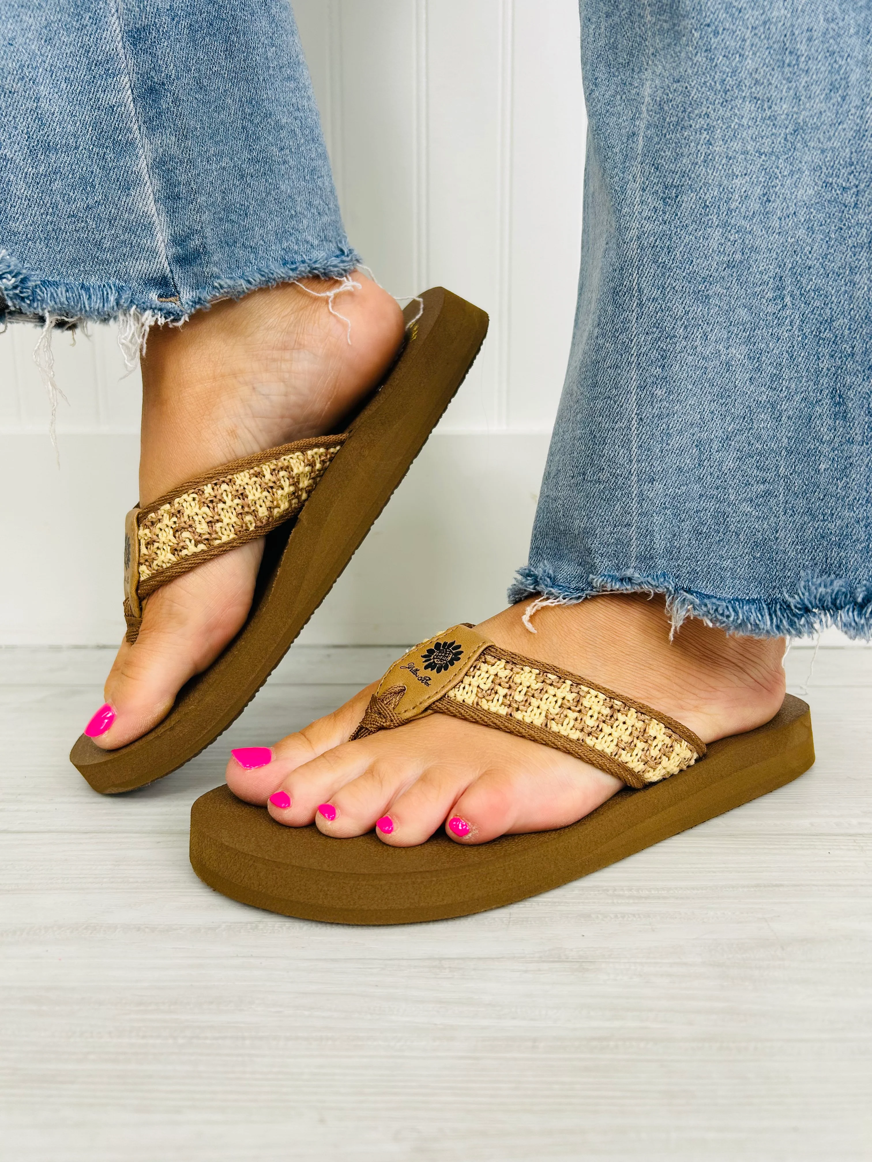 Island Glow Flip Flops In Tan - Image 3