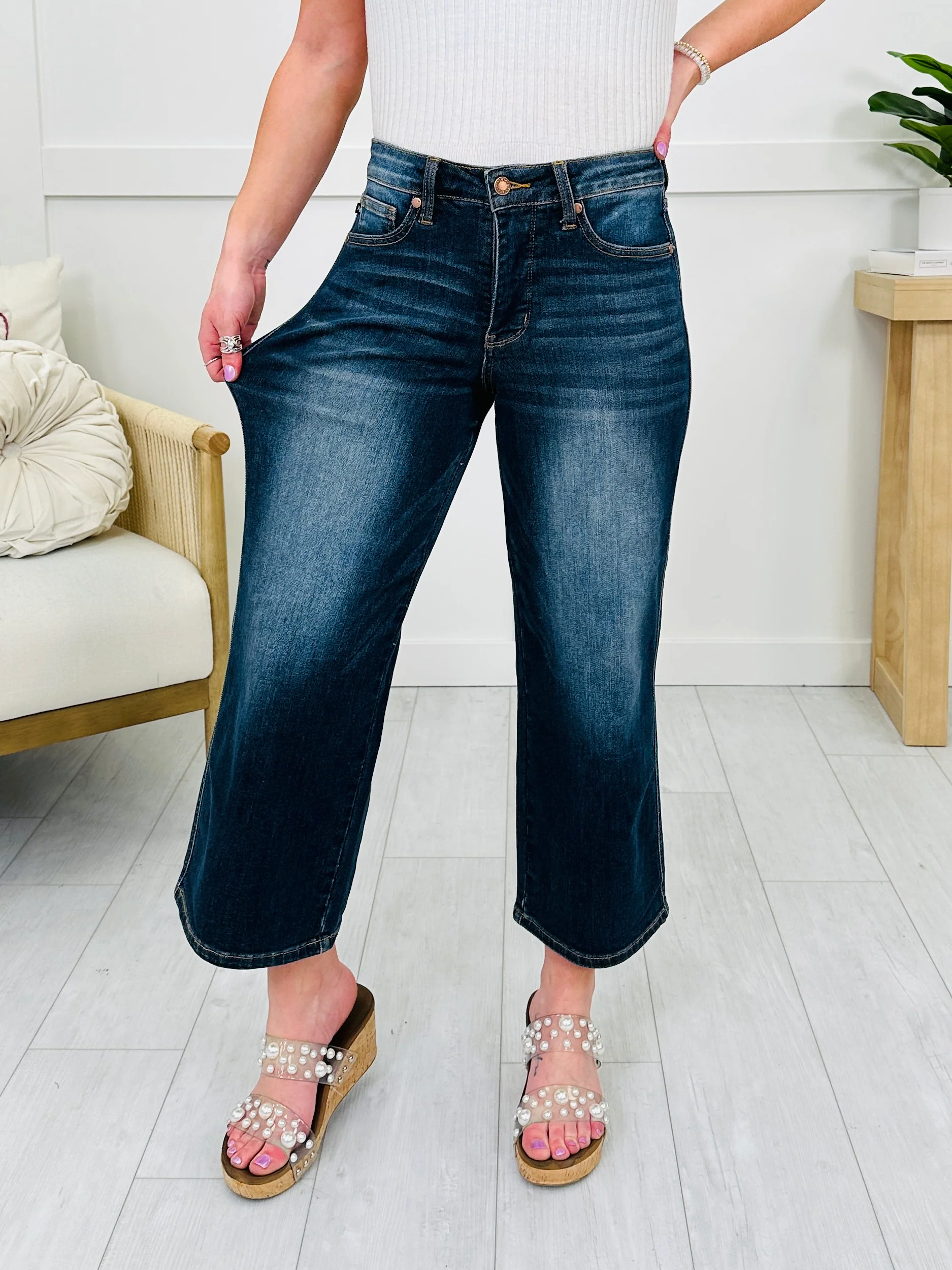 Judy Blue Dress To Impress Tummy Control Wide Leg Cropped Jeans - Image 3