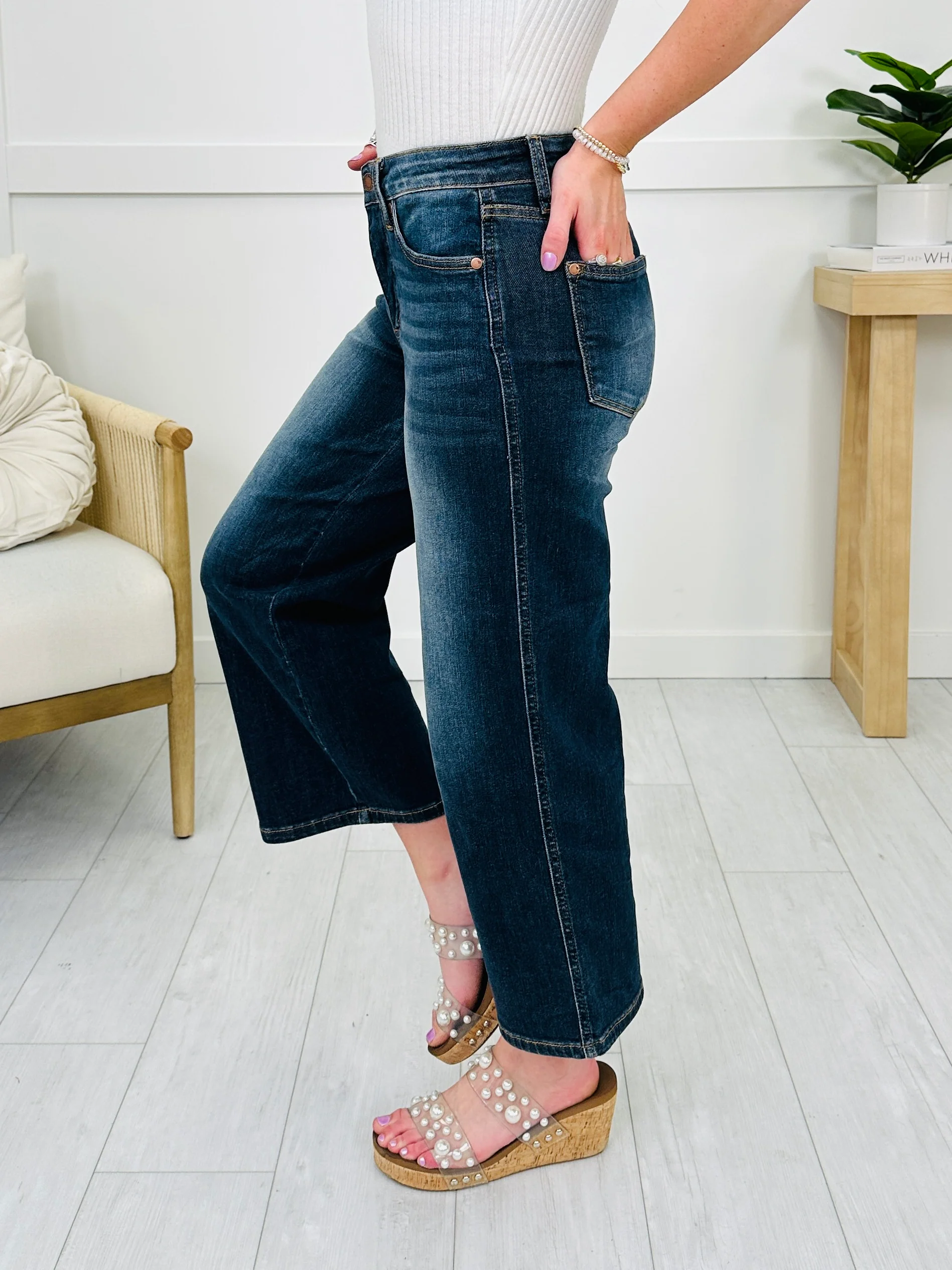 Judy Blue Dress To Impress Tummy Control Wide Leg Cropped Jeans - Image 4
