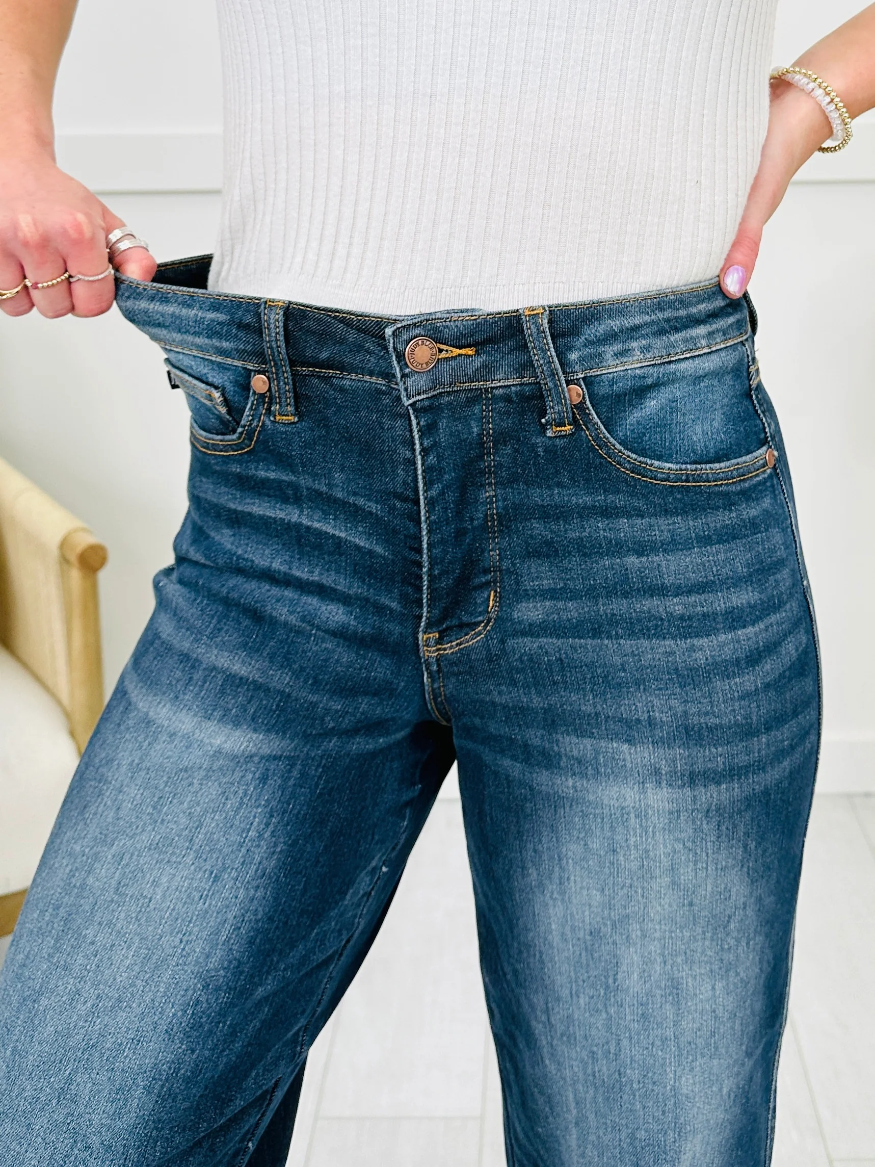 Judy Blue Dress To Impress Tummy Control Wide Leg Cropped Jeans - Image 5