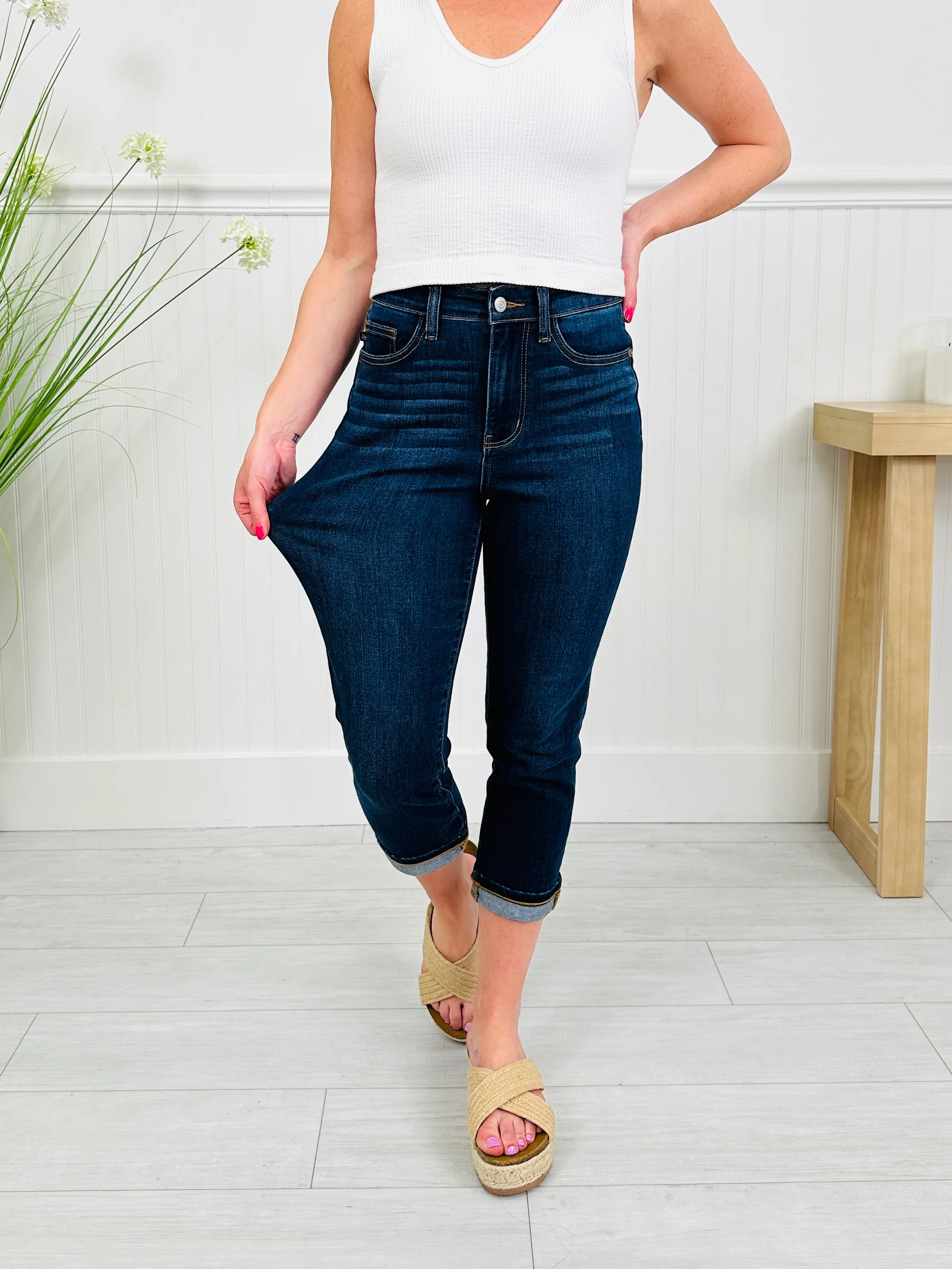 Judy Blue New Beginnings Cuffed Capri Jeans - Image 6