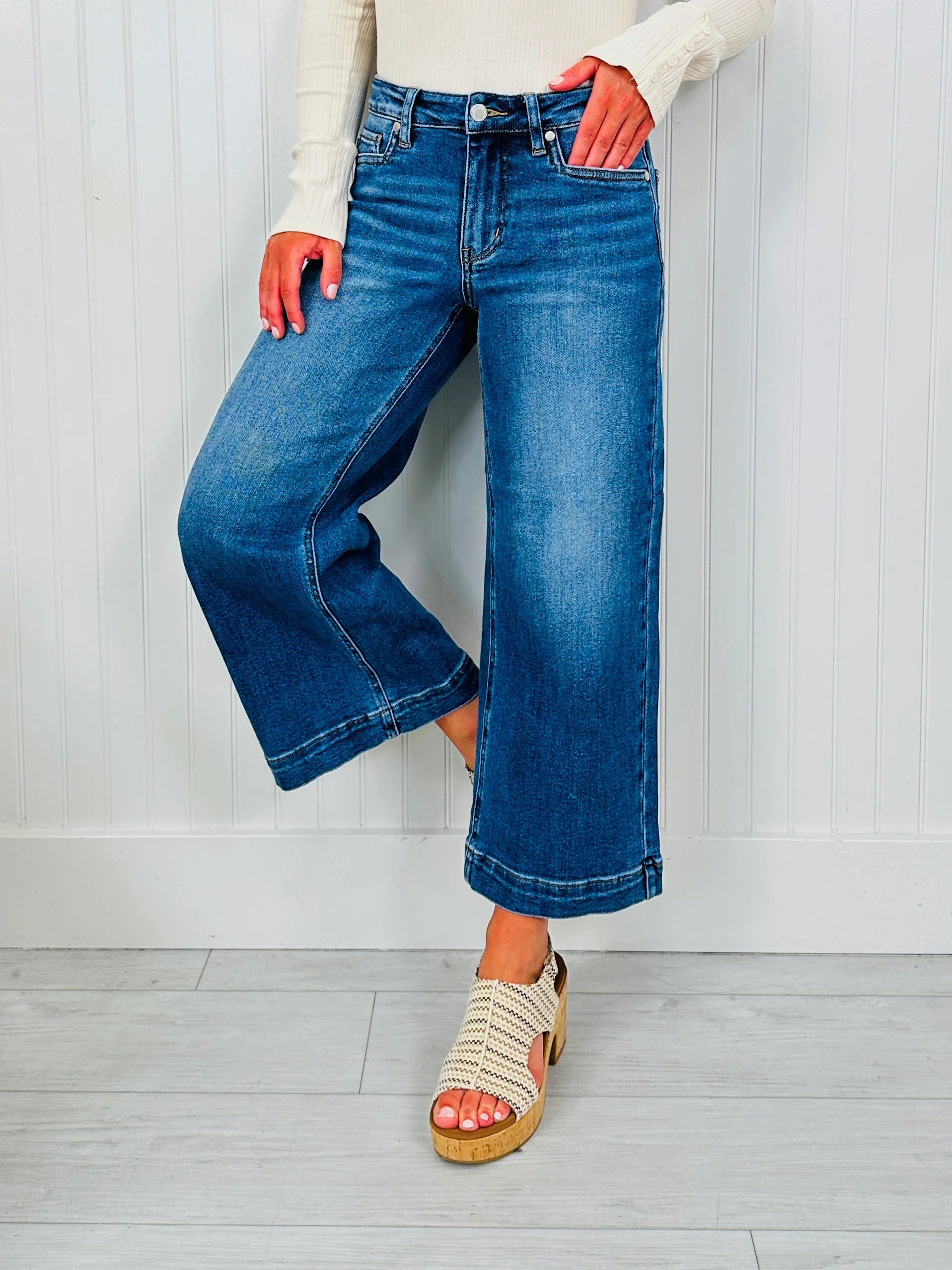 Judy Blue Places To Be Wide Leg Cropped Jeans - Image 4