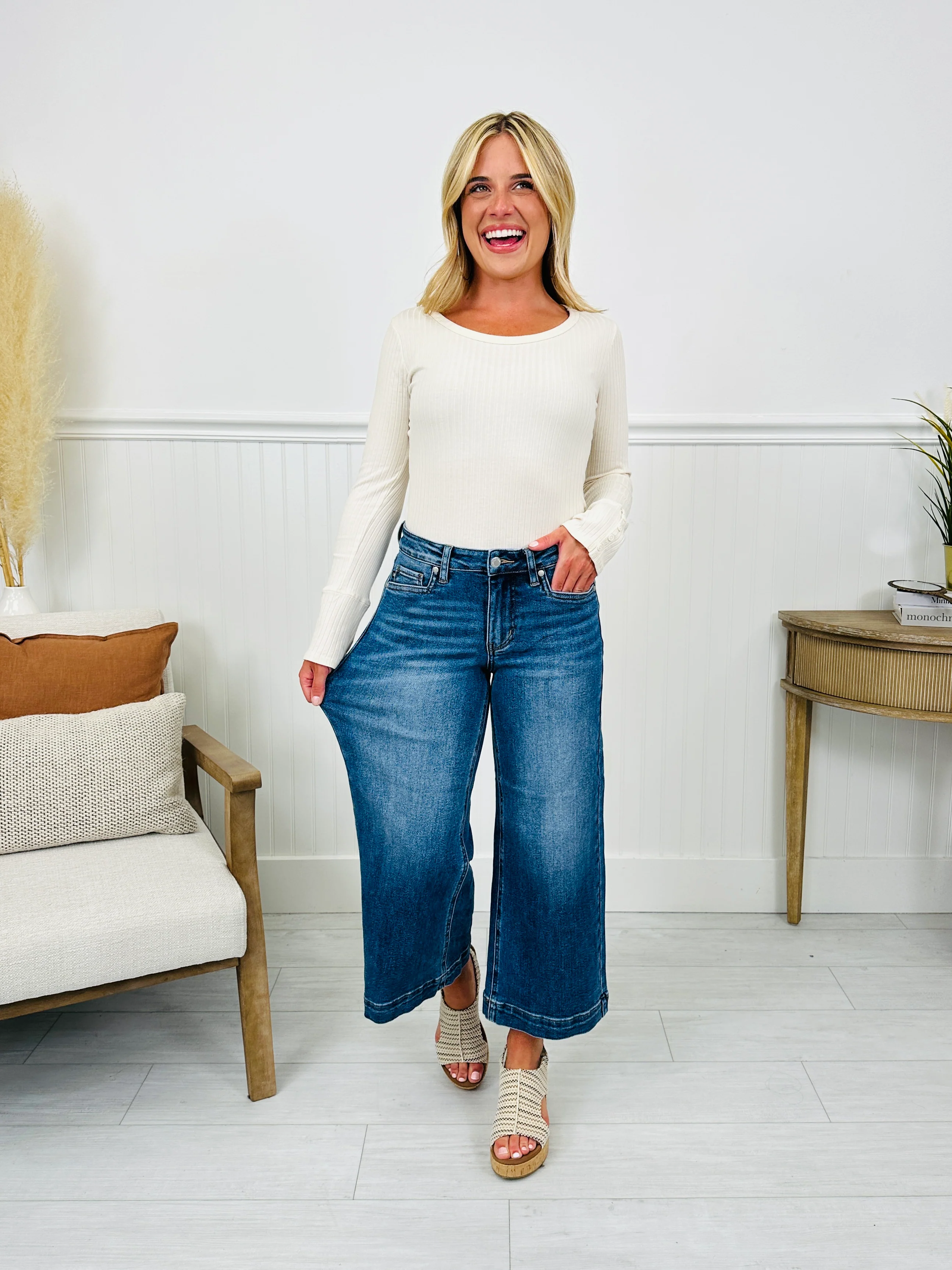 Judy Blue Places To Be Wide Leg Cropped Jeans - Image 6