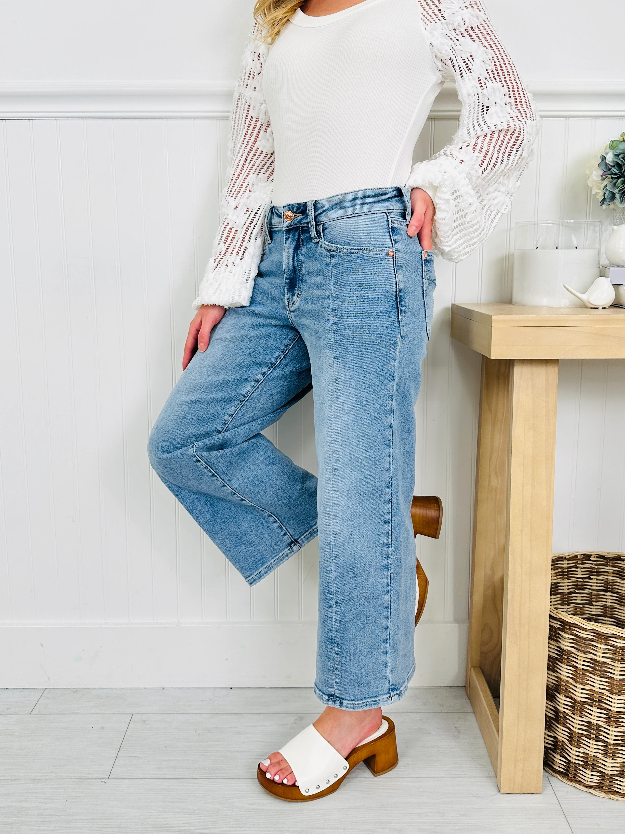 Judy Blue Spring Forward Cropped Wide Leg Jeans - Image 3