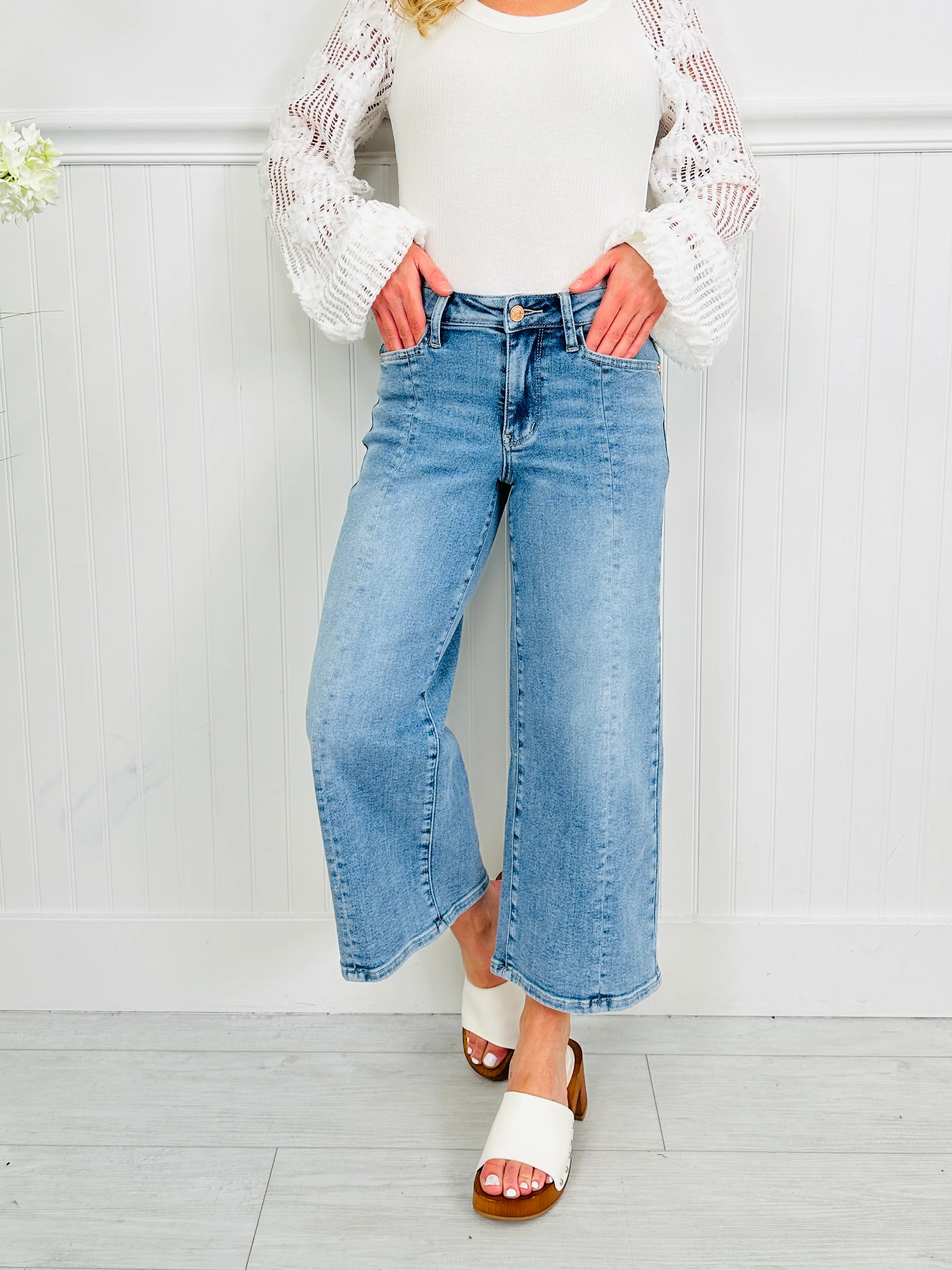 Judy Blue Spring Forward Cropped Wide Leg Jeans - Image 4