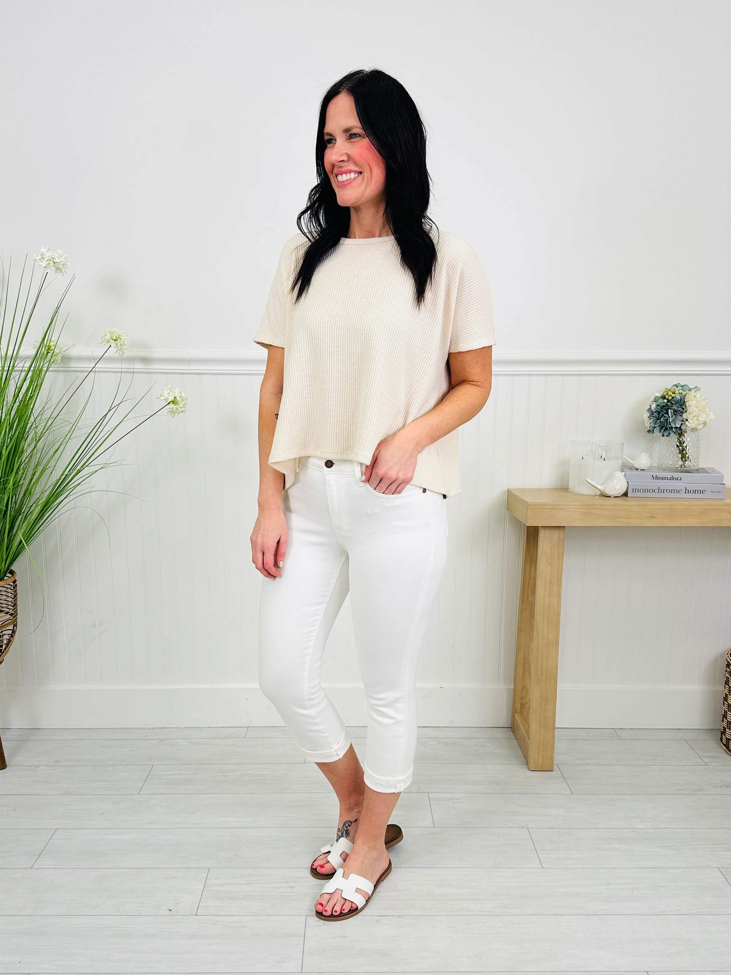 Judy Blue White Sand Capri Jeans - Image 14