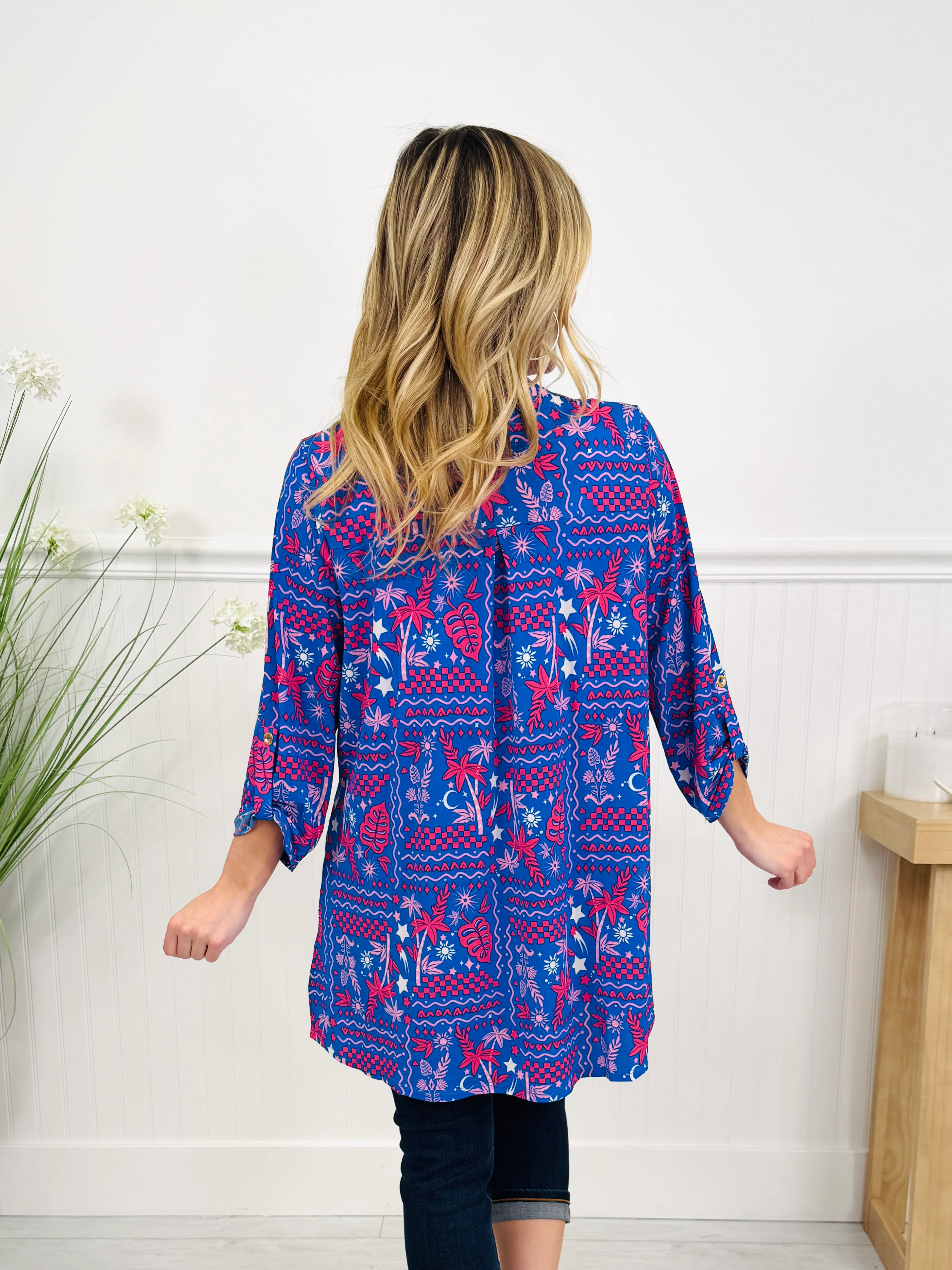 Layered in Spring Cardigan in Palm Tree Print - Image 5