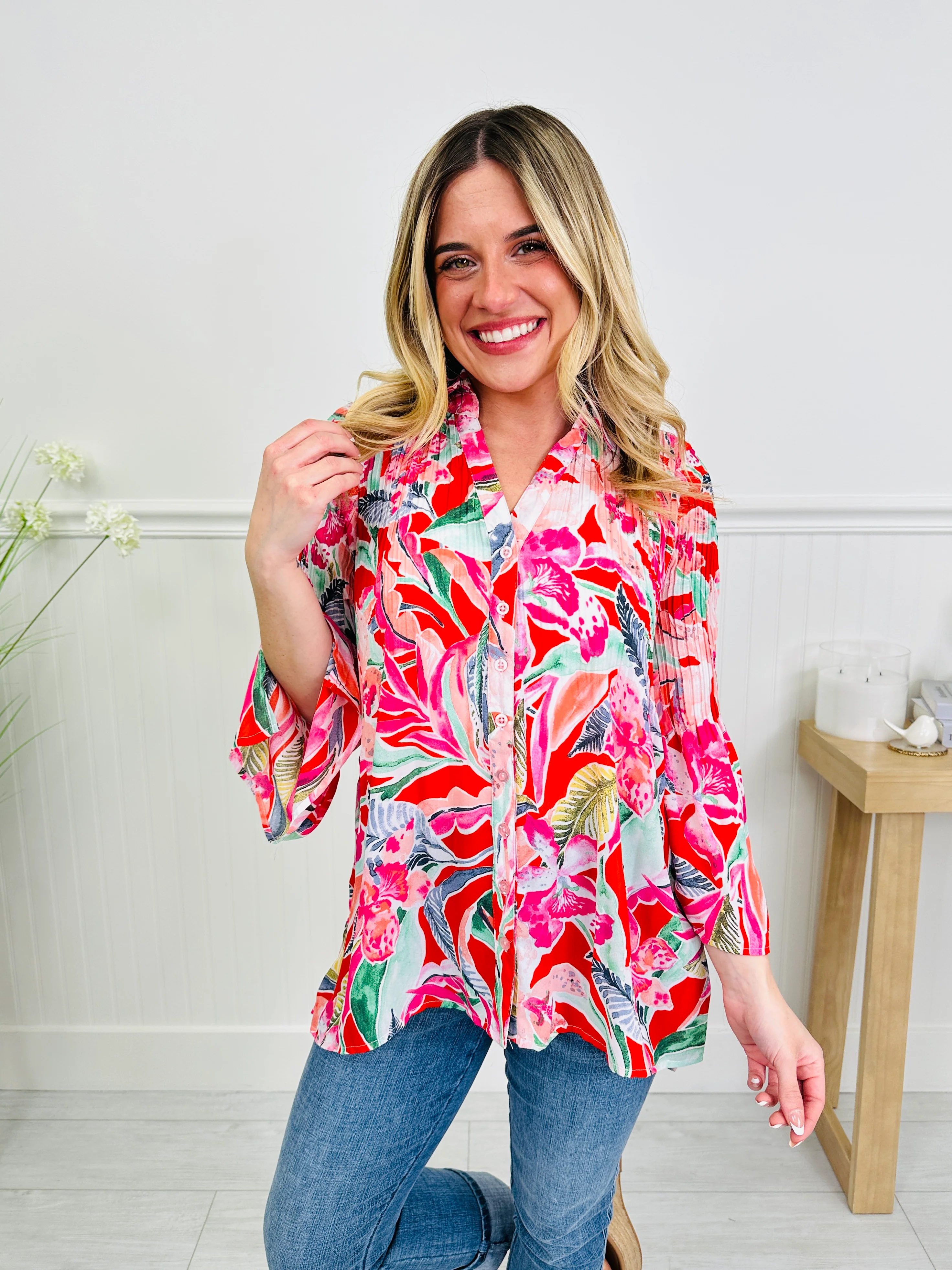 Let The Sunshine In Top In Siesta Key Print - Image 4