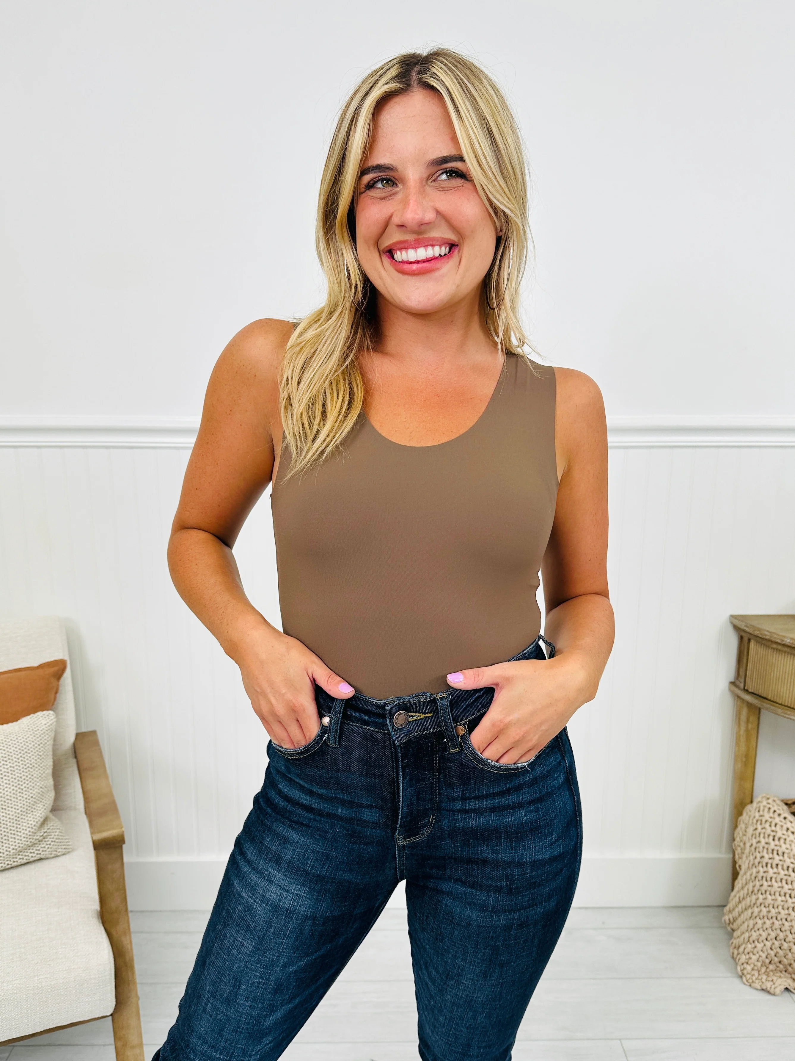MOCO Signature Sleeveless Bodysuit in Mocha- Multiple Lengths! - Image 4