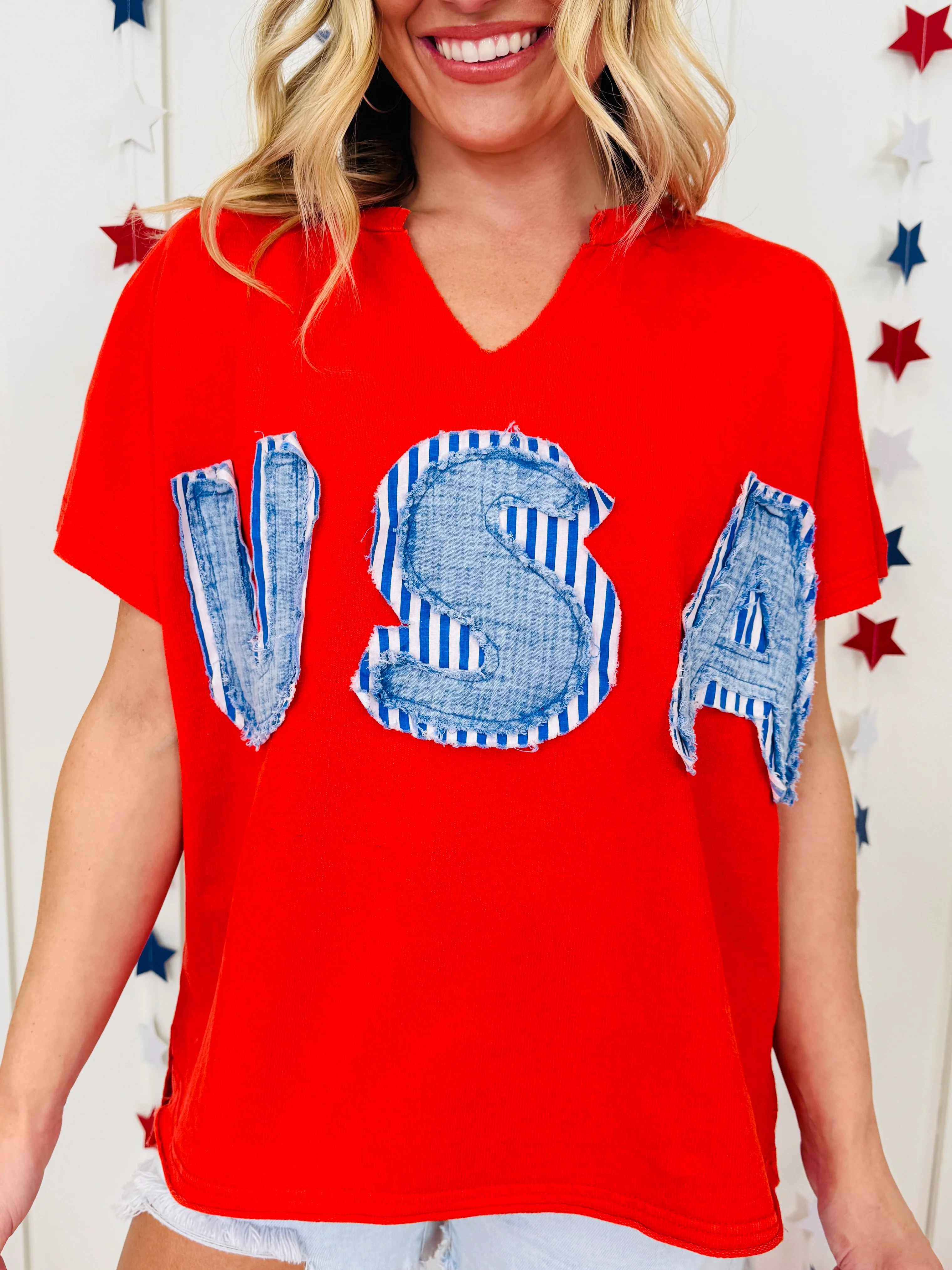 Patriotic Patchwork Top in Multiple Colors - Image 3