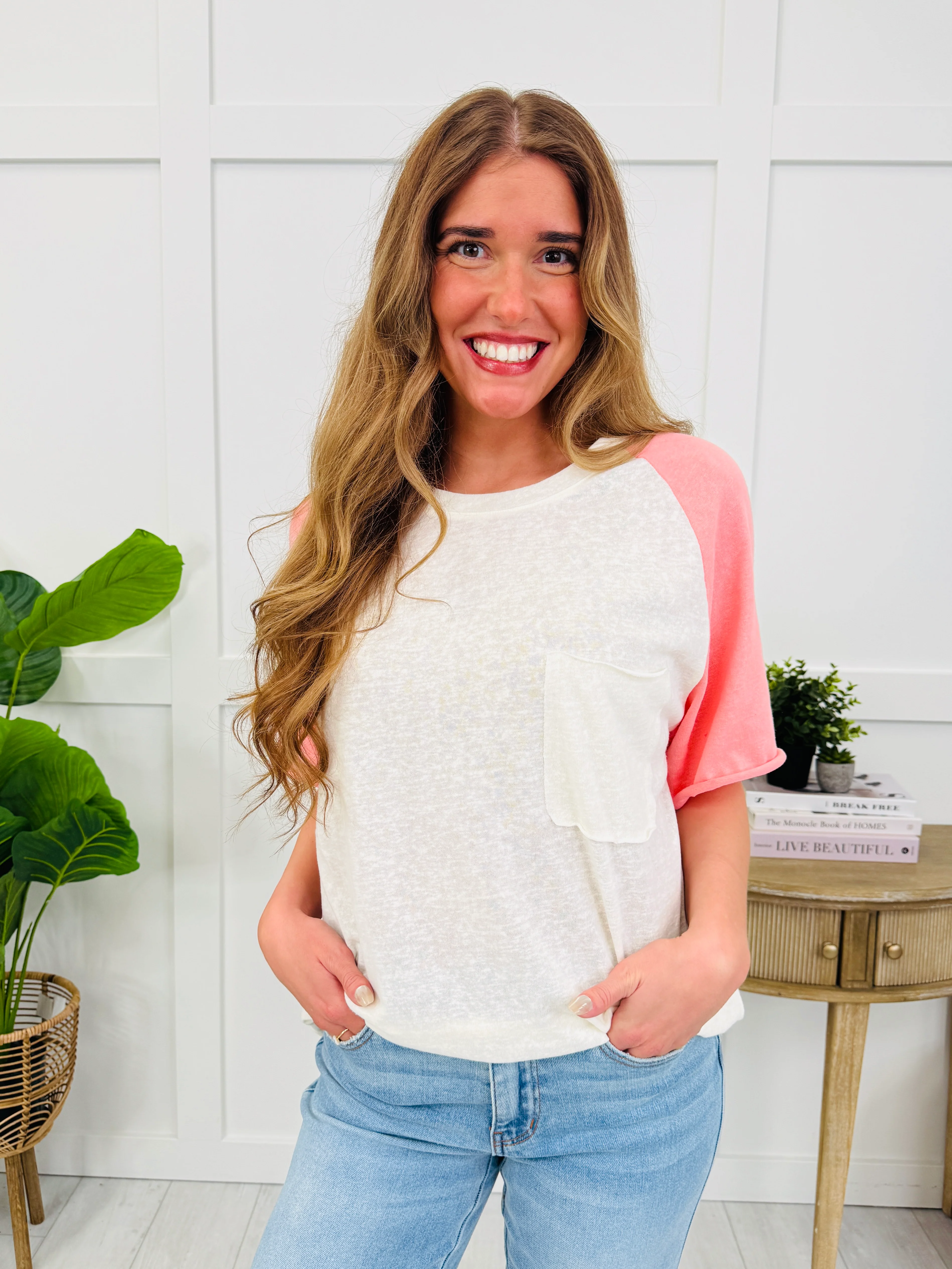 Play It Back Top In Cream Pink - Image 3