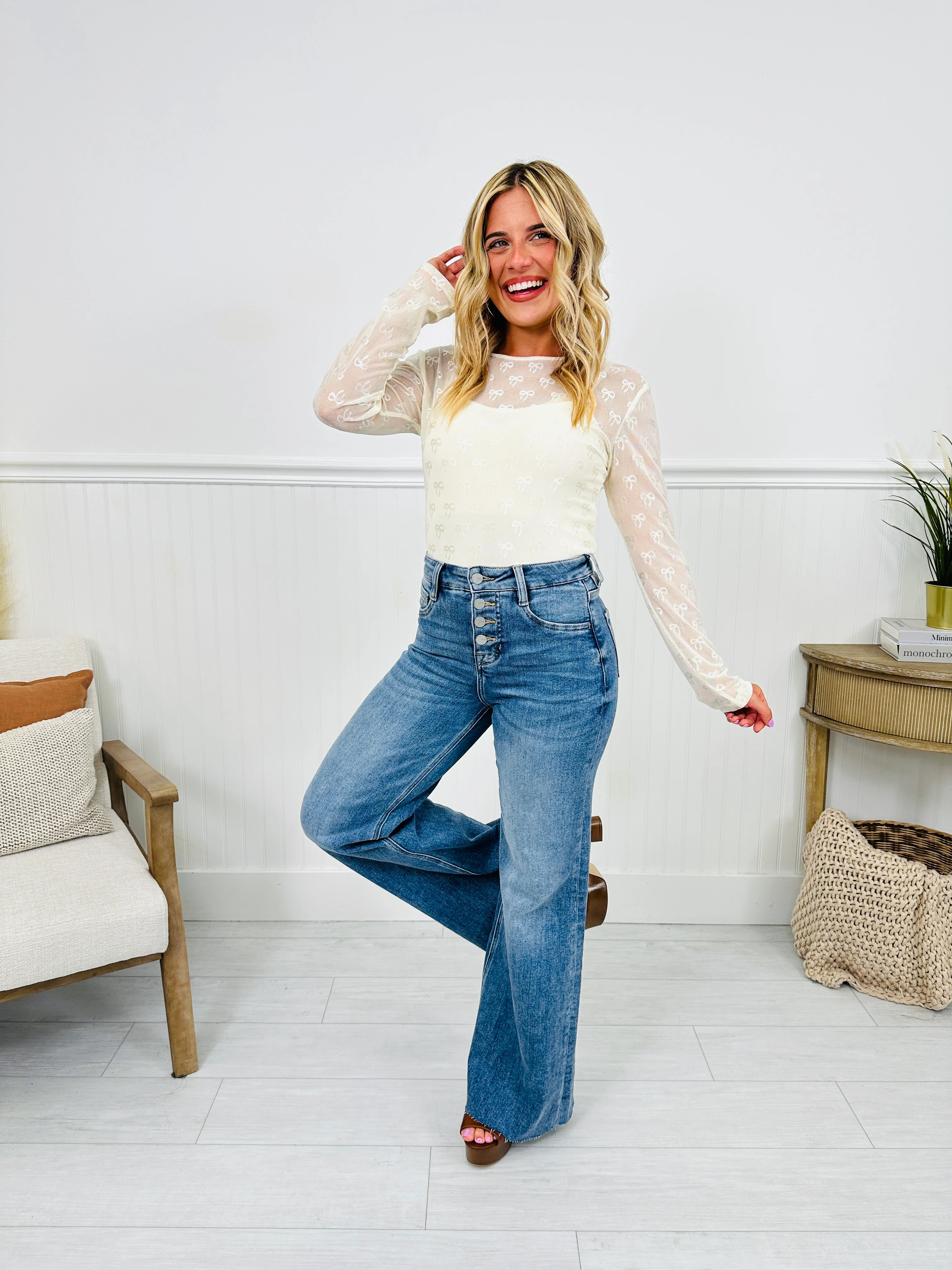 Push Your Buttons Tummy Control Wide Leg Jeans - Image 11