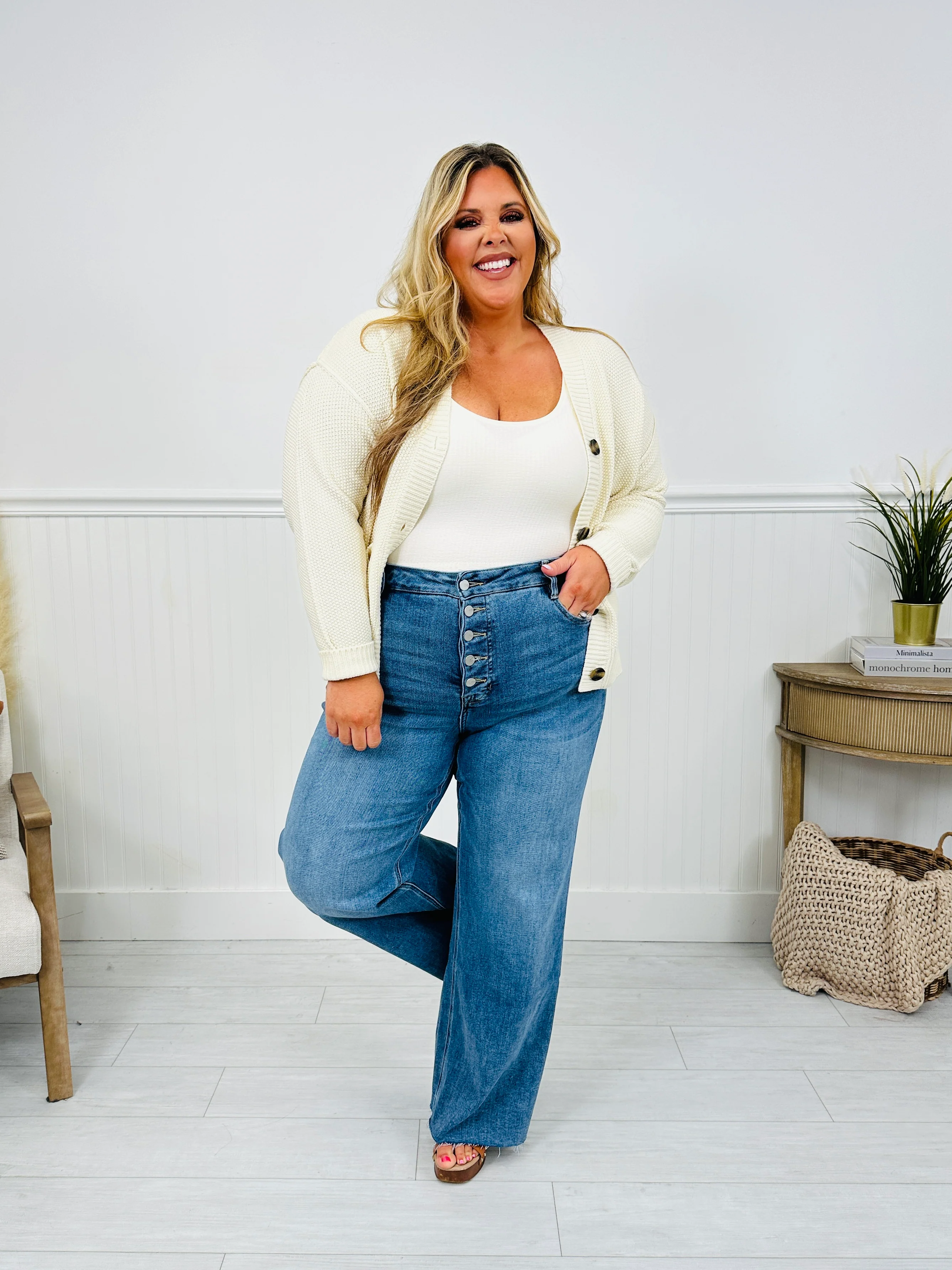 Push Your Buttons Tummy Control Wide Leg Jeans - Image 15