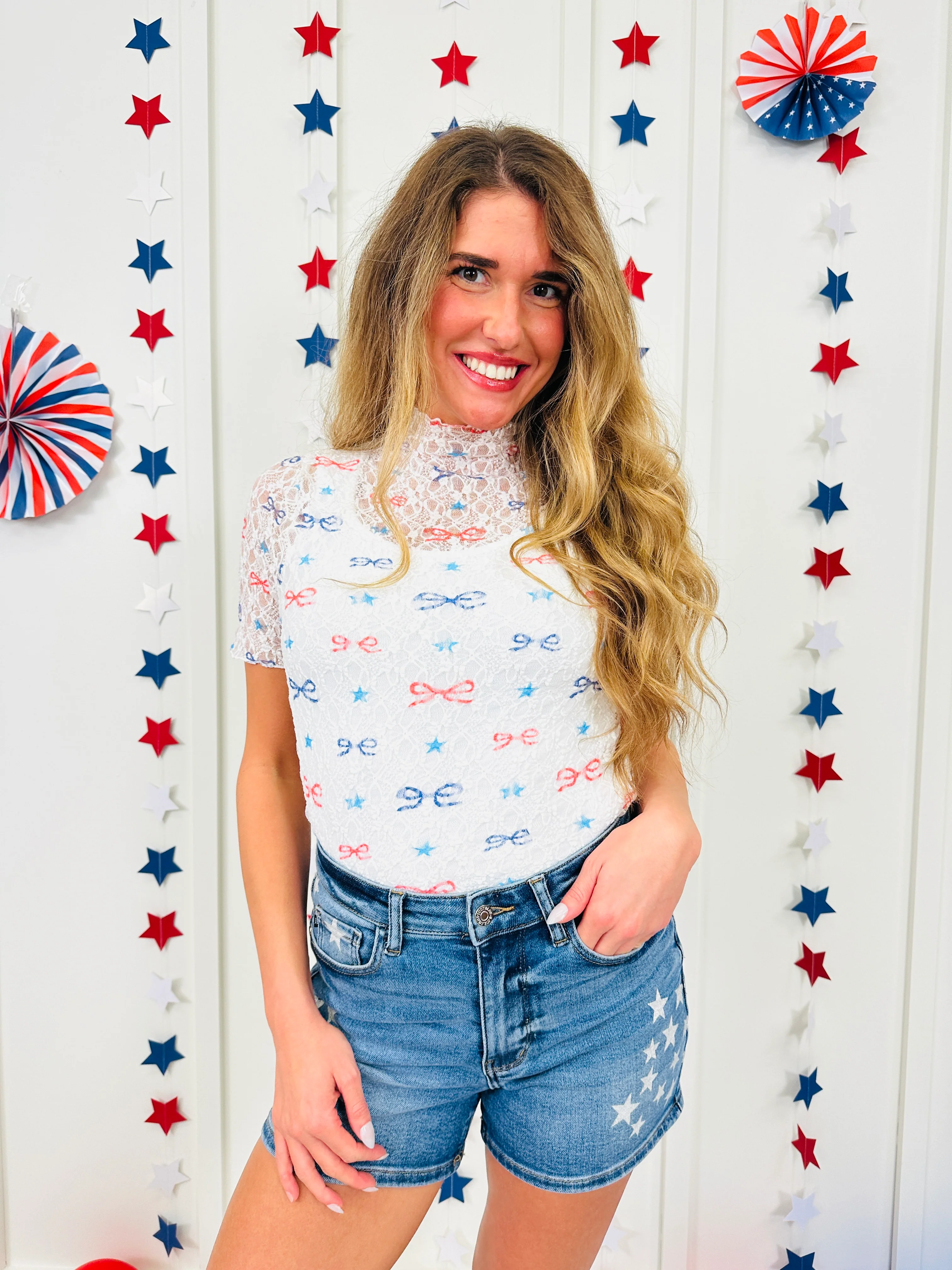 Red, White & Bows Top - Image 3