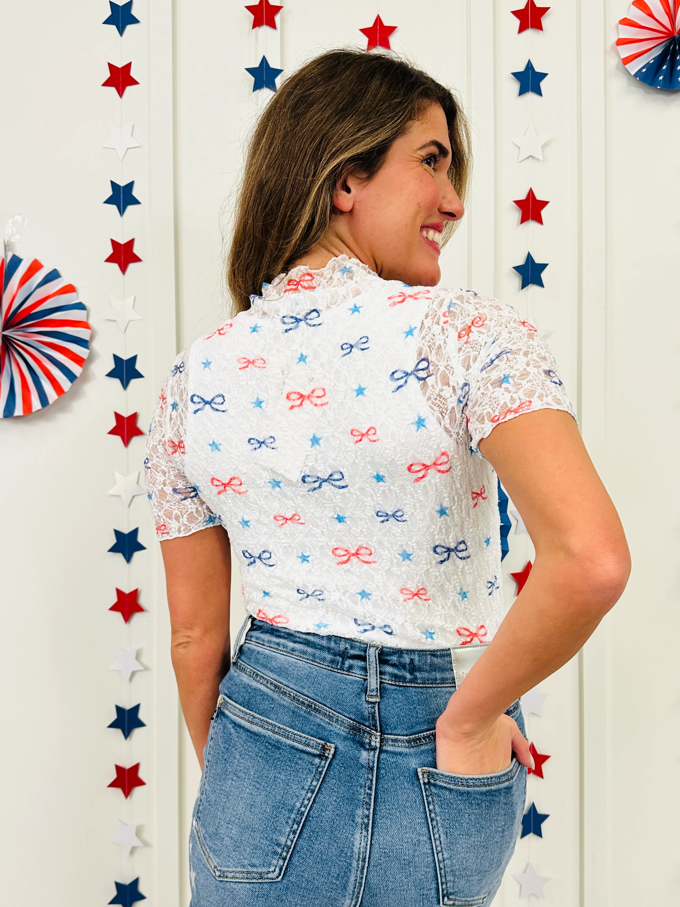 Red, White & Bows Top - Image 4