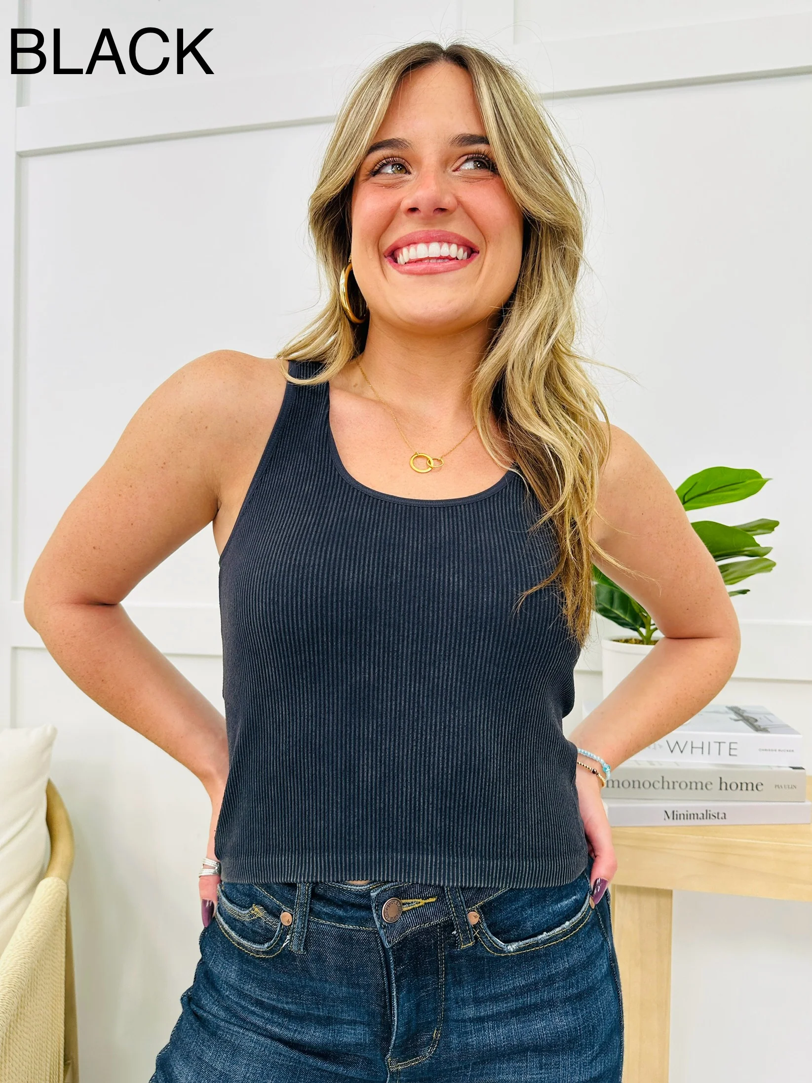 Seamless Reversible Stonewashed Ribbed Tank Top in Multiple Colors - Image 23