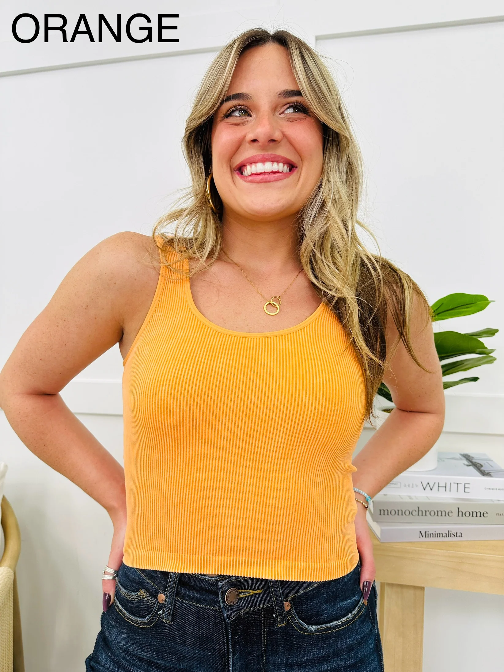 Seamless Reversible Stonewashed Ribbed Tank Top in Multiple Colors - Image 27